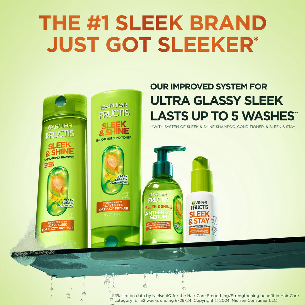 Garnier Fructis Sleek & Shine Sleek and Stay, for Frizzy and Dry Hair, Pump, 1.69 fl oz