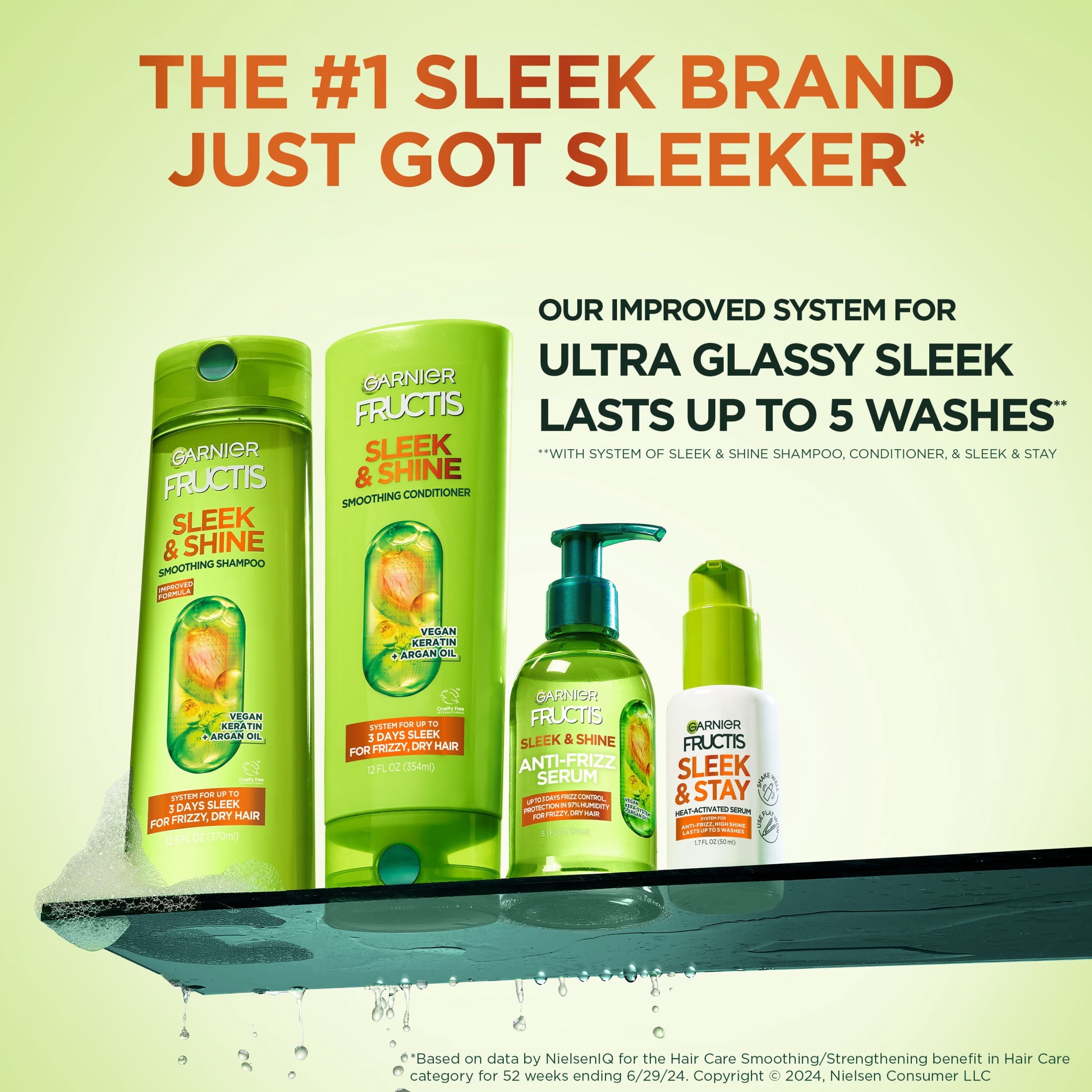 Garnier Fructis Sleek & Shine Sleek and Stay, for Frizzy and Dry Hair, Pump, 1.69 fl oz