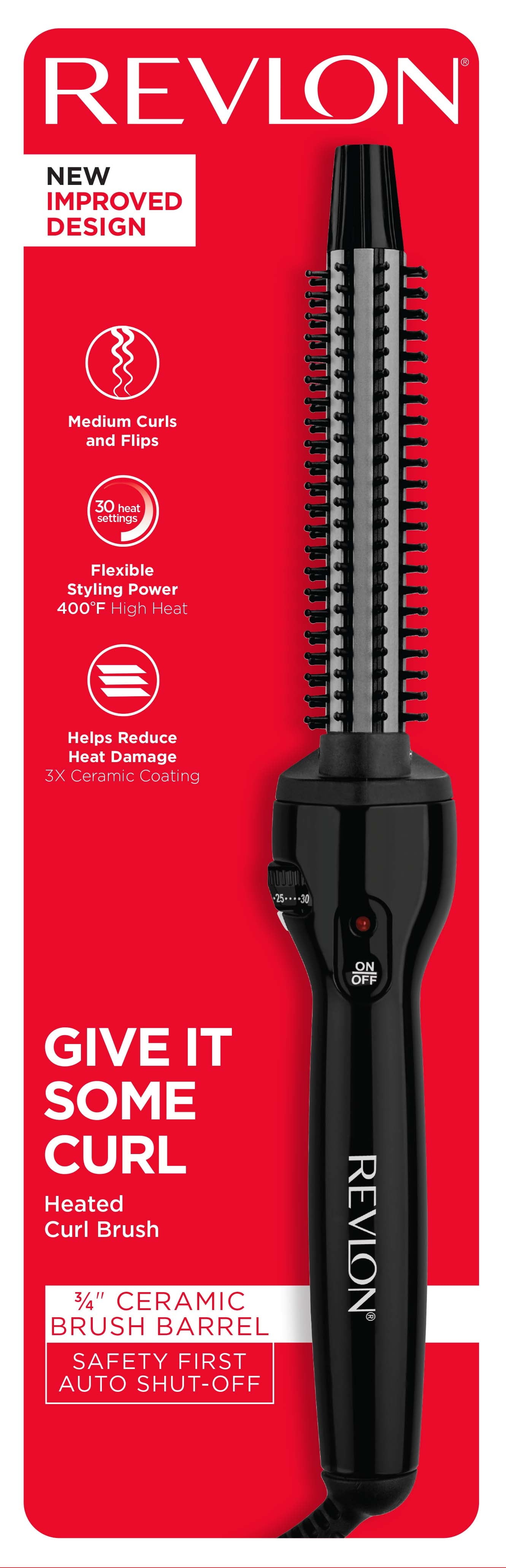 Revlon Perfect Heat 3/4" Triple Ceramic Curling Iron Brush, Black
