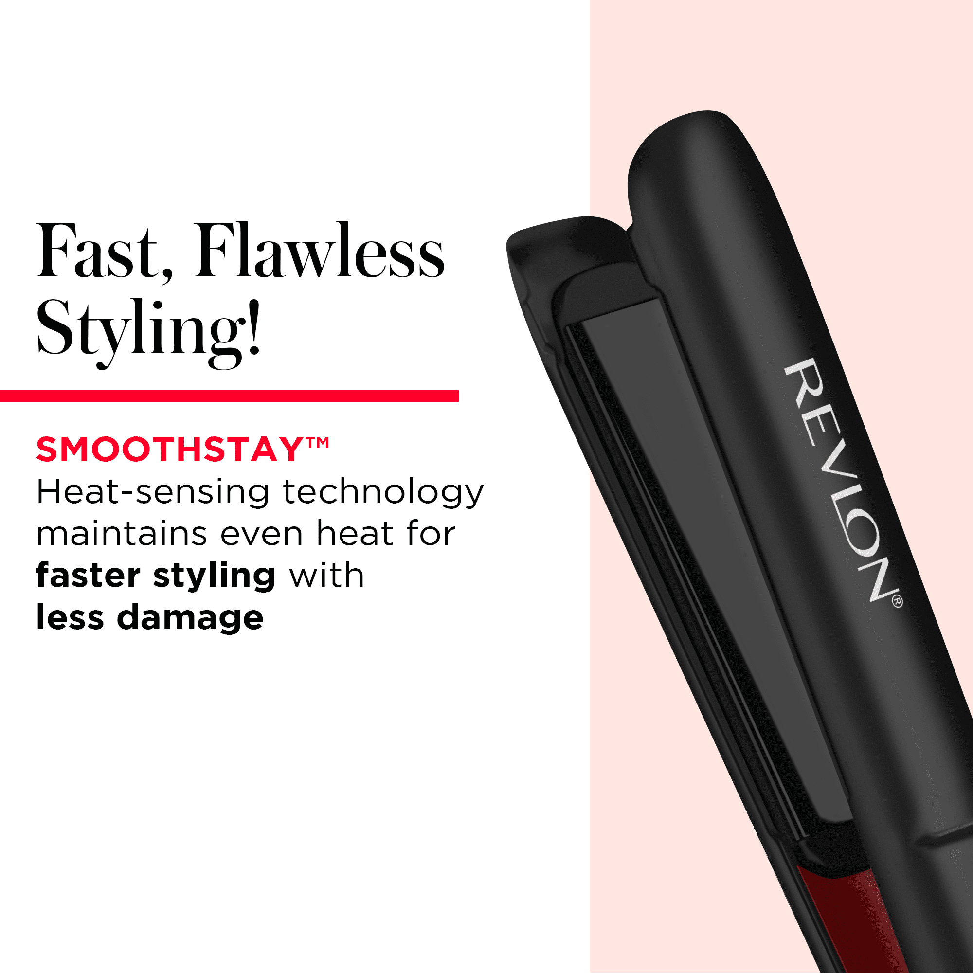 Revlon Smoothstay 1" Coconut Oil-Infused Ceramic Flat Iron, Black