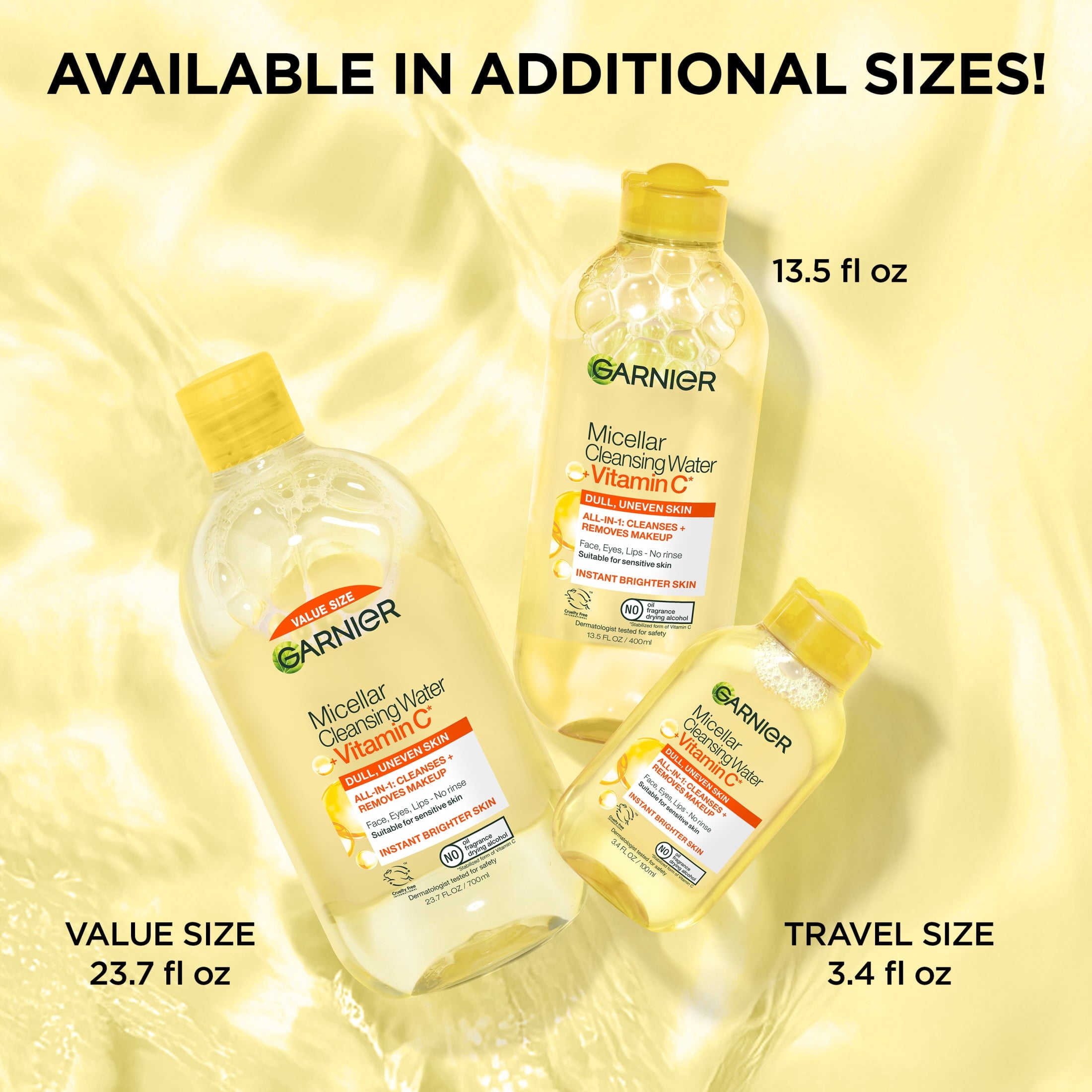 Garnier SkinActive Micellar Cleansing Water All in 1 Vitamin C Makeup Remover, Face Cleanser, 23.7 fl oz