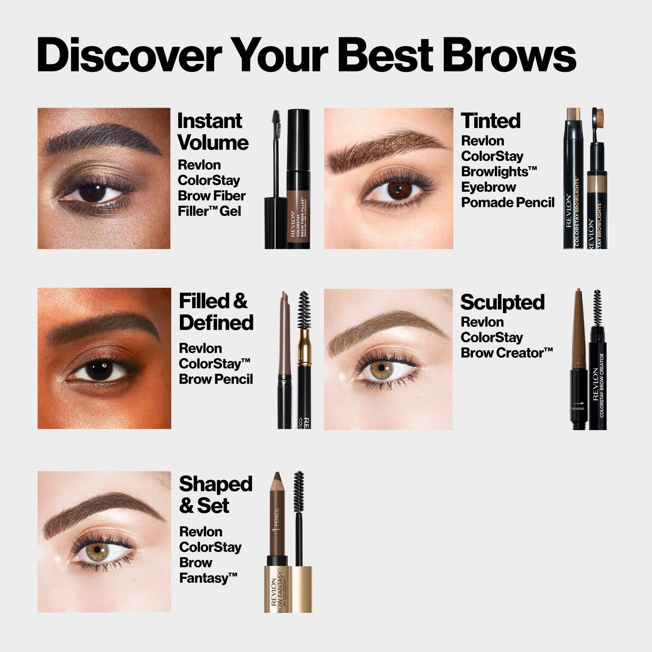 Revlon ColorStay Waterproof Brow Creator, 2-in-1 Eyebrow Pencil & Powder, 610 Dark Brown, 0.003 oz