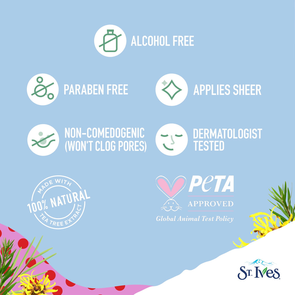 St. Ives Solutions 3-in-1 SPF 25 Moisturizer Hydrates and Balances Oily to Acne Prone Skin, Sheer SPF Clear Skin Made with 100% Natural Tea Tree Extract and Witch Hazel 3 oz
