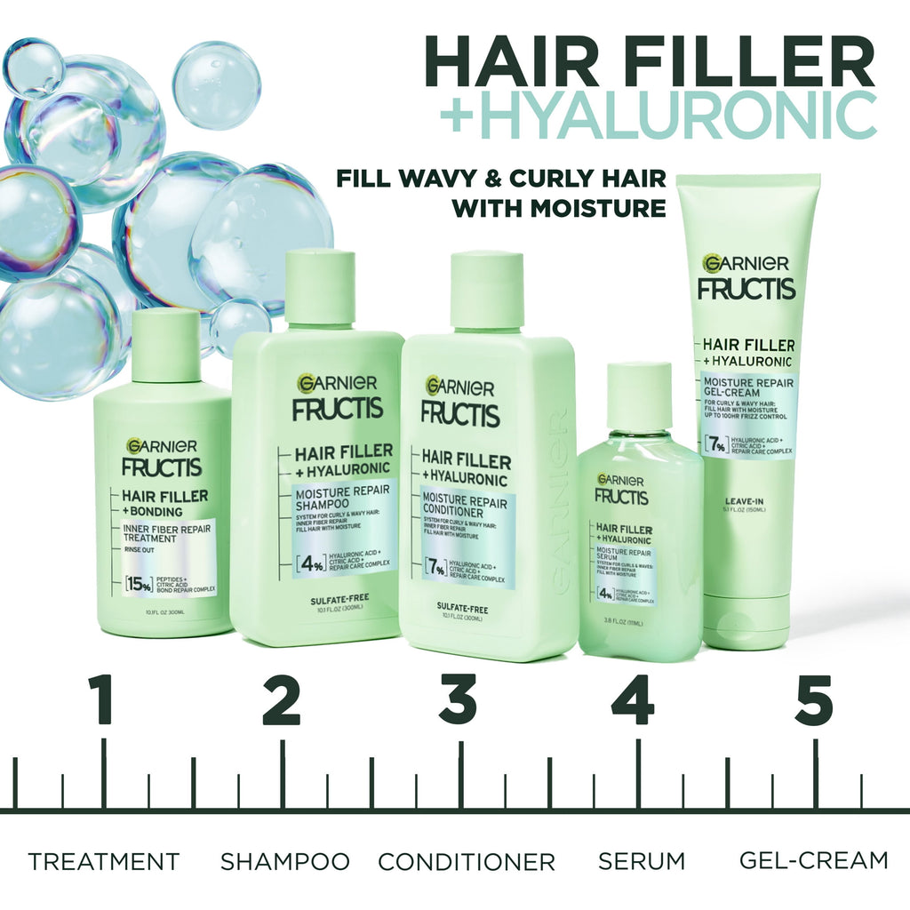 Garnier Fructis Hair Filler Moisture Repair Serum Treatment, Curly Hair, 3.75 fl oz