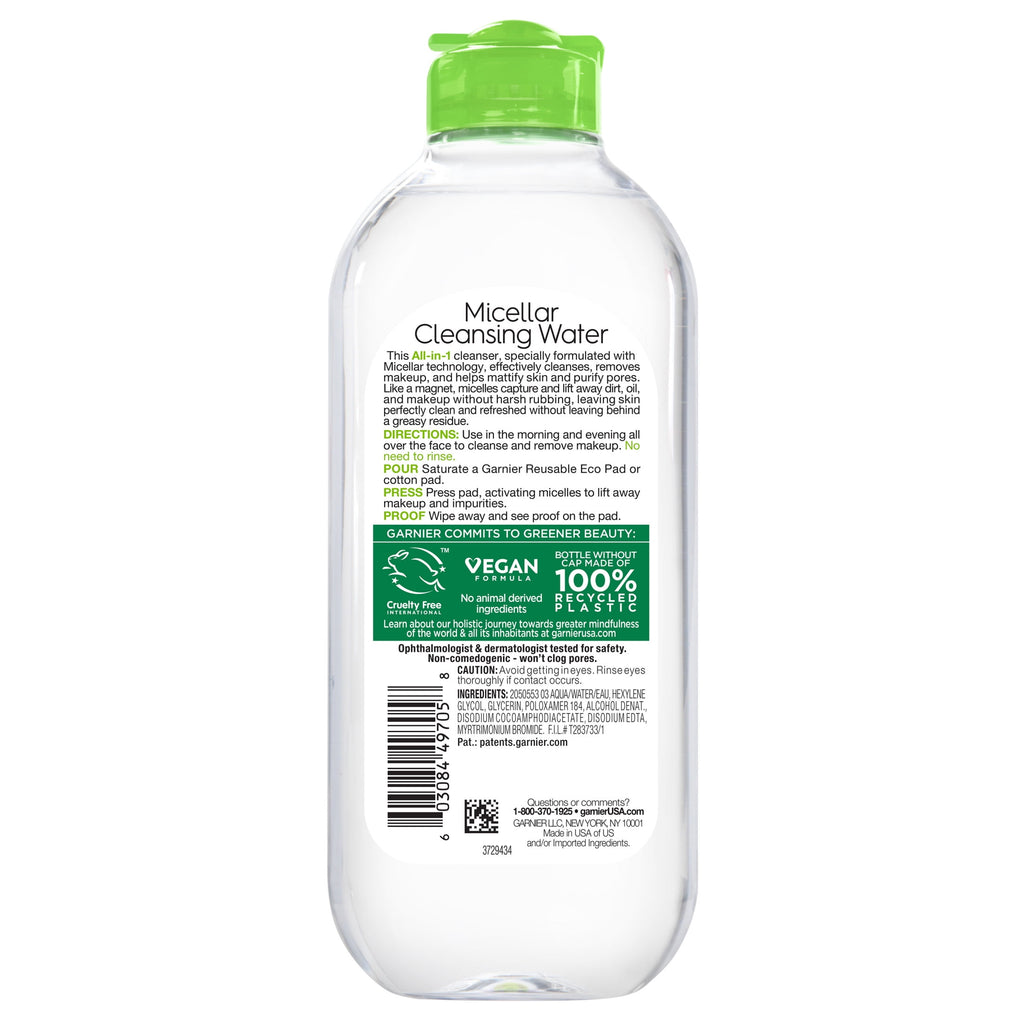 Garnier SkinActive Micellar Cleansing Water for Oily Skin, All in 1 Makeup Remover, Face Cleanser, 13.5 fl oz