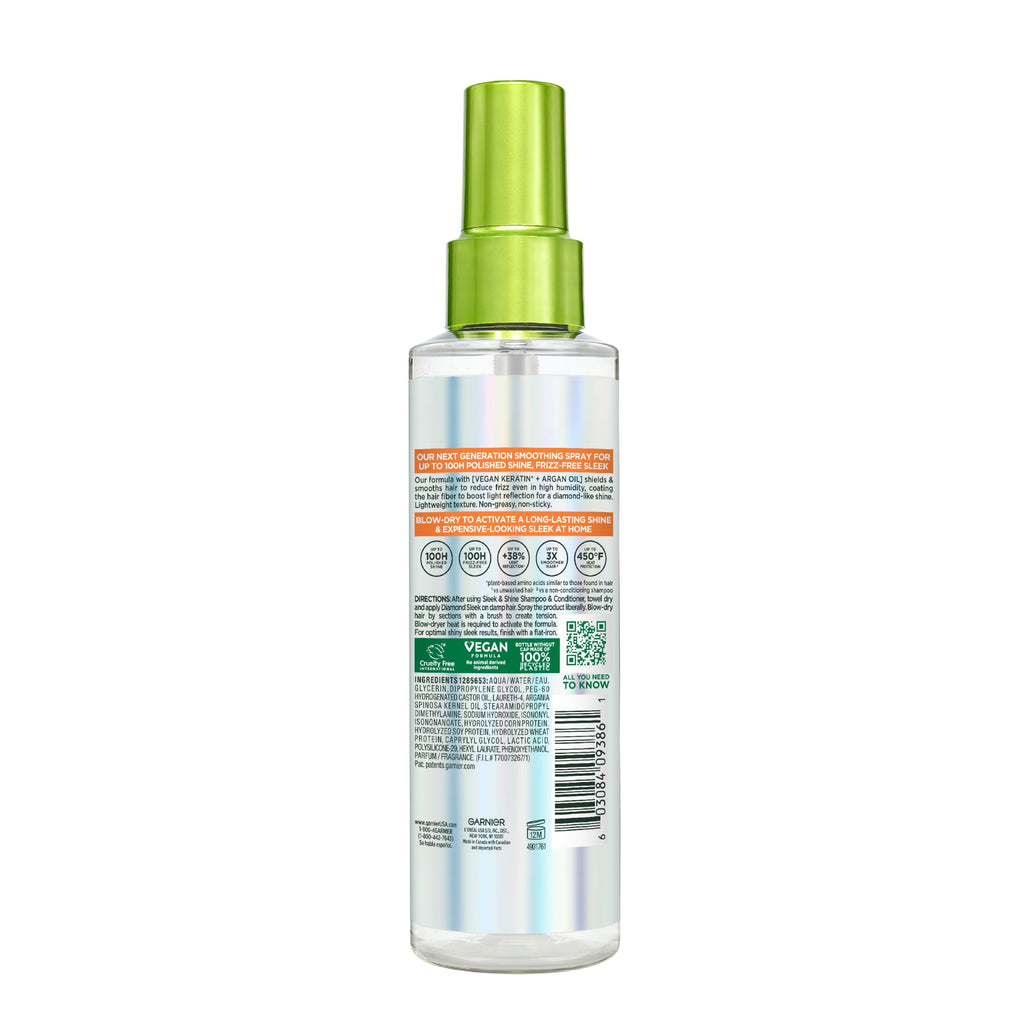 Garnier Fructis Diamond Sleek Shine Spray for Frizzy and Dry Hair, 4.6 fl oz