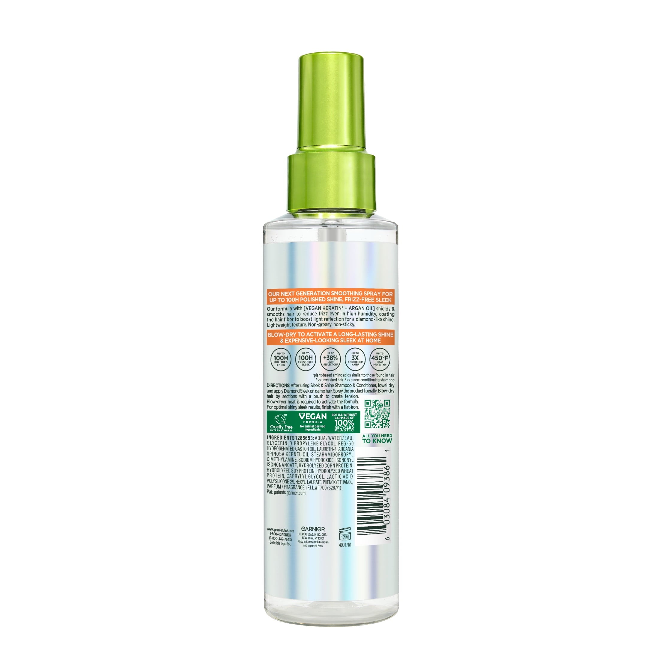 Garnier Fructis Diamond Sleek Shine Spray for Frizzy and Dry Hair, 4.6 fl oz