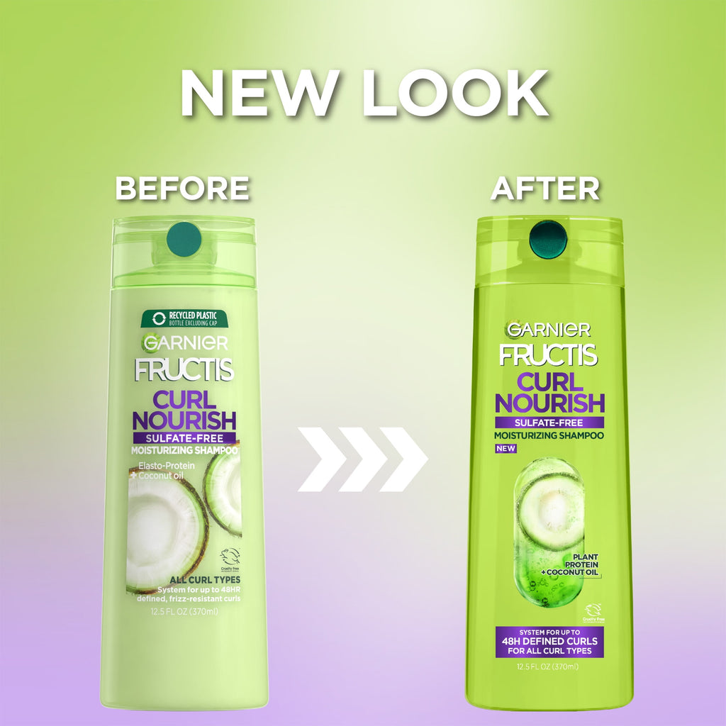 Garnier Fructis Curl Nourish Moisturizing Shampoo with Elasto Protein, 12.5 fl oz