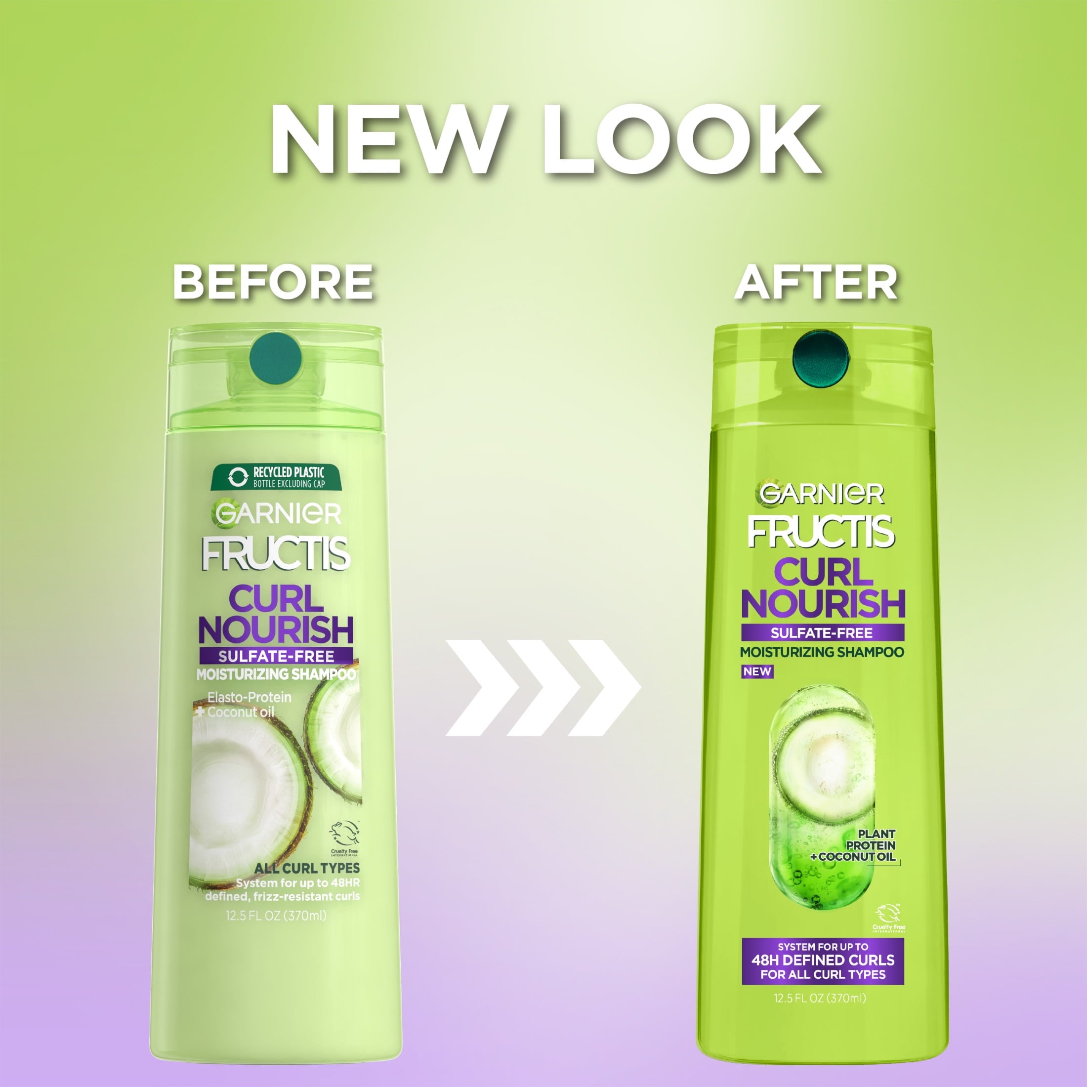 Garnier Fructis Curl Nourish Moisturizing Shampoo with Elasto Protein, 12.5 fl oz