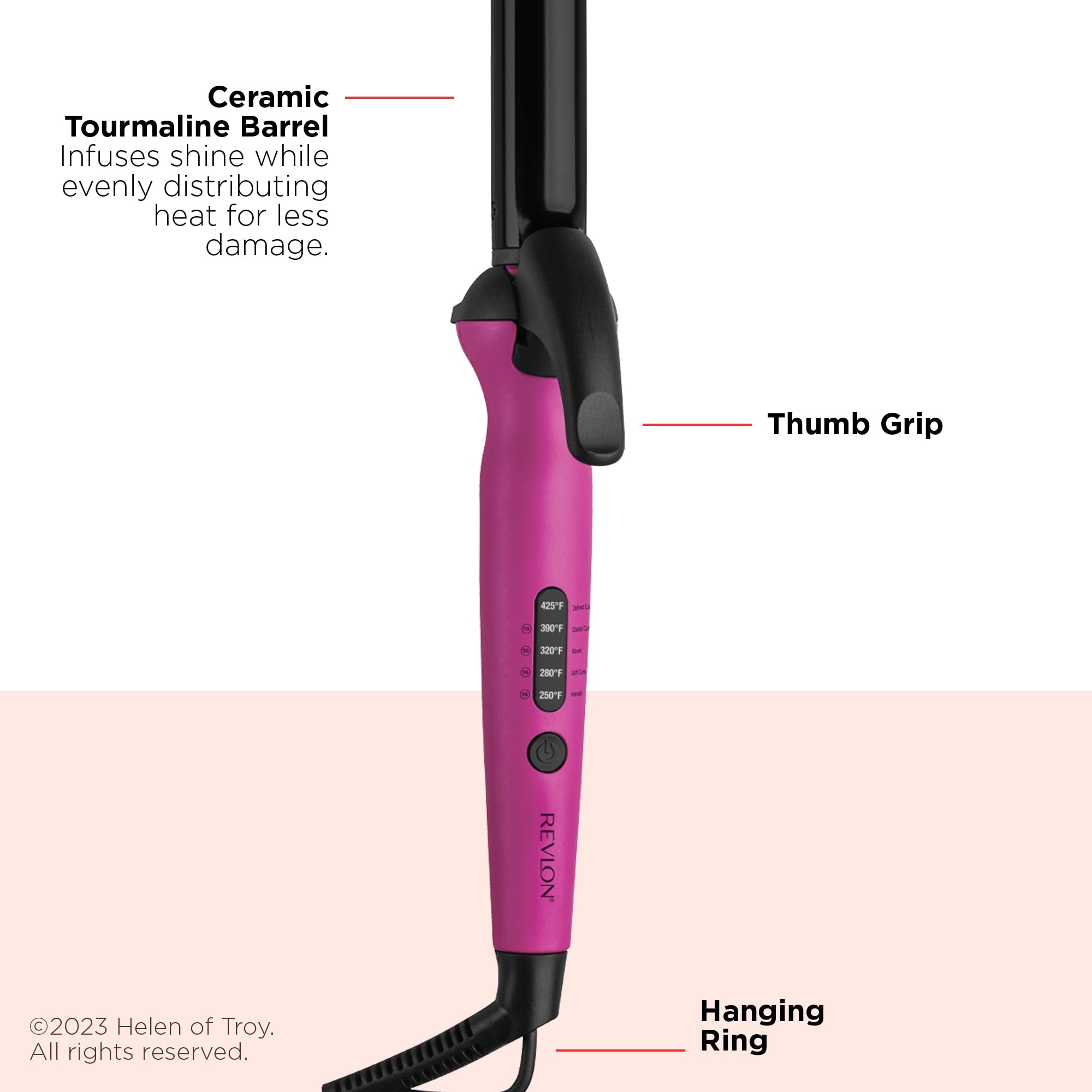 Revlon Easy Heat 1" Precision Curling Iron, Pink