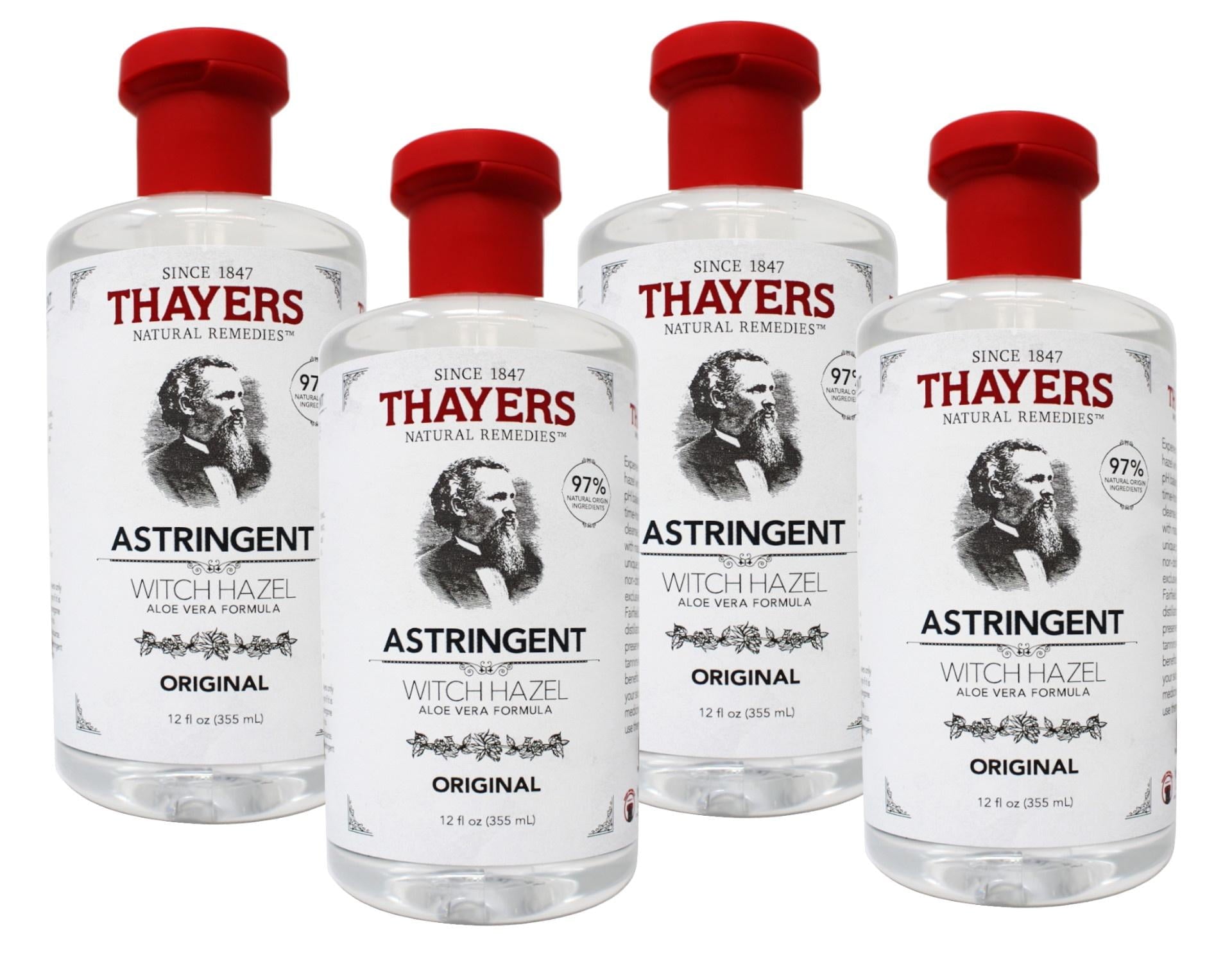 Thayers Original Witch Hazel Astringent With Aloe Vera, 12 Ounce - 4 Pack