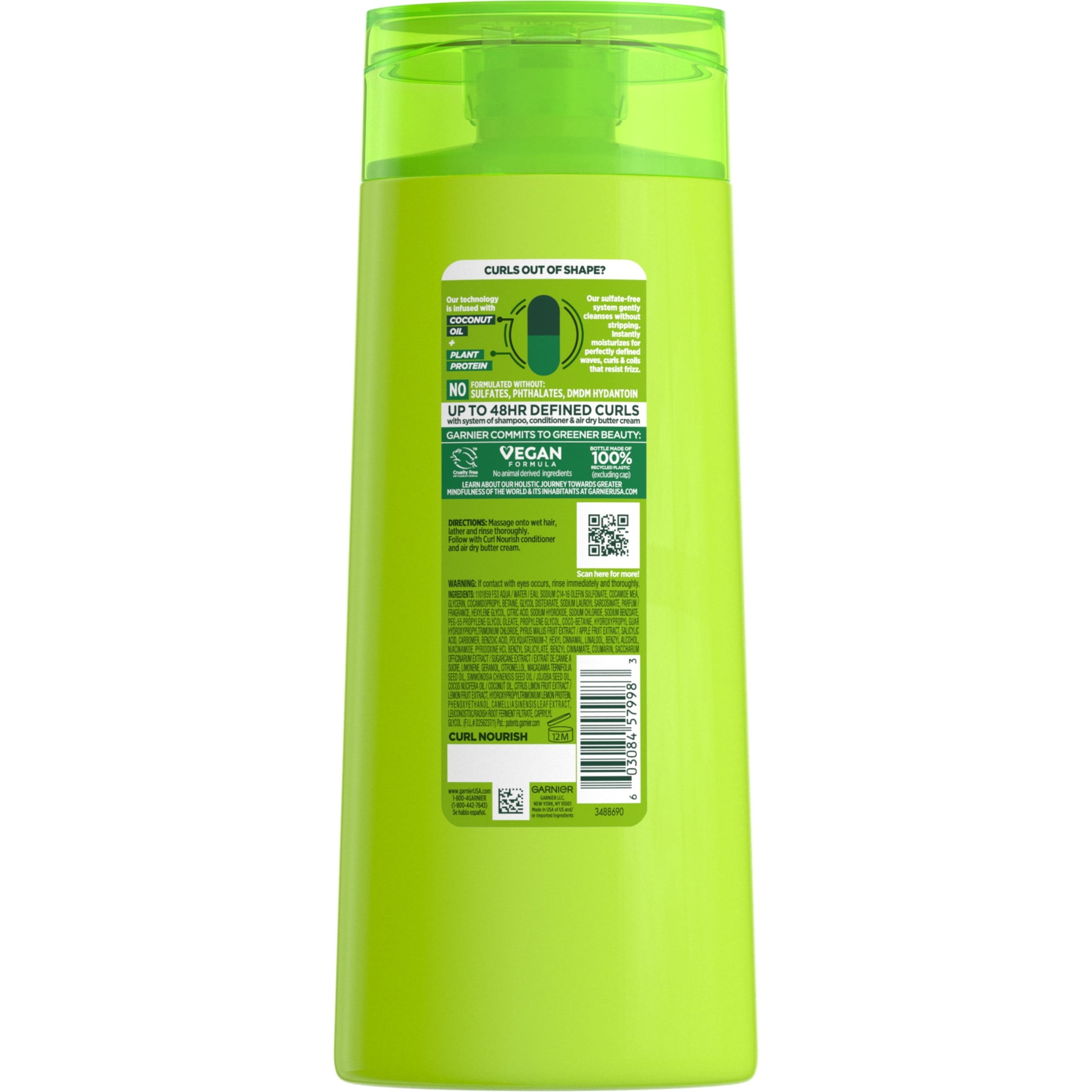 Garnier Fructis Curl Nourish Moisturizing Shampoo with Coconut Oil, 22 fl oz