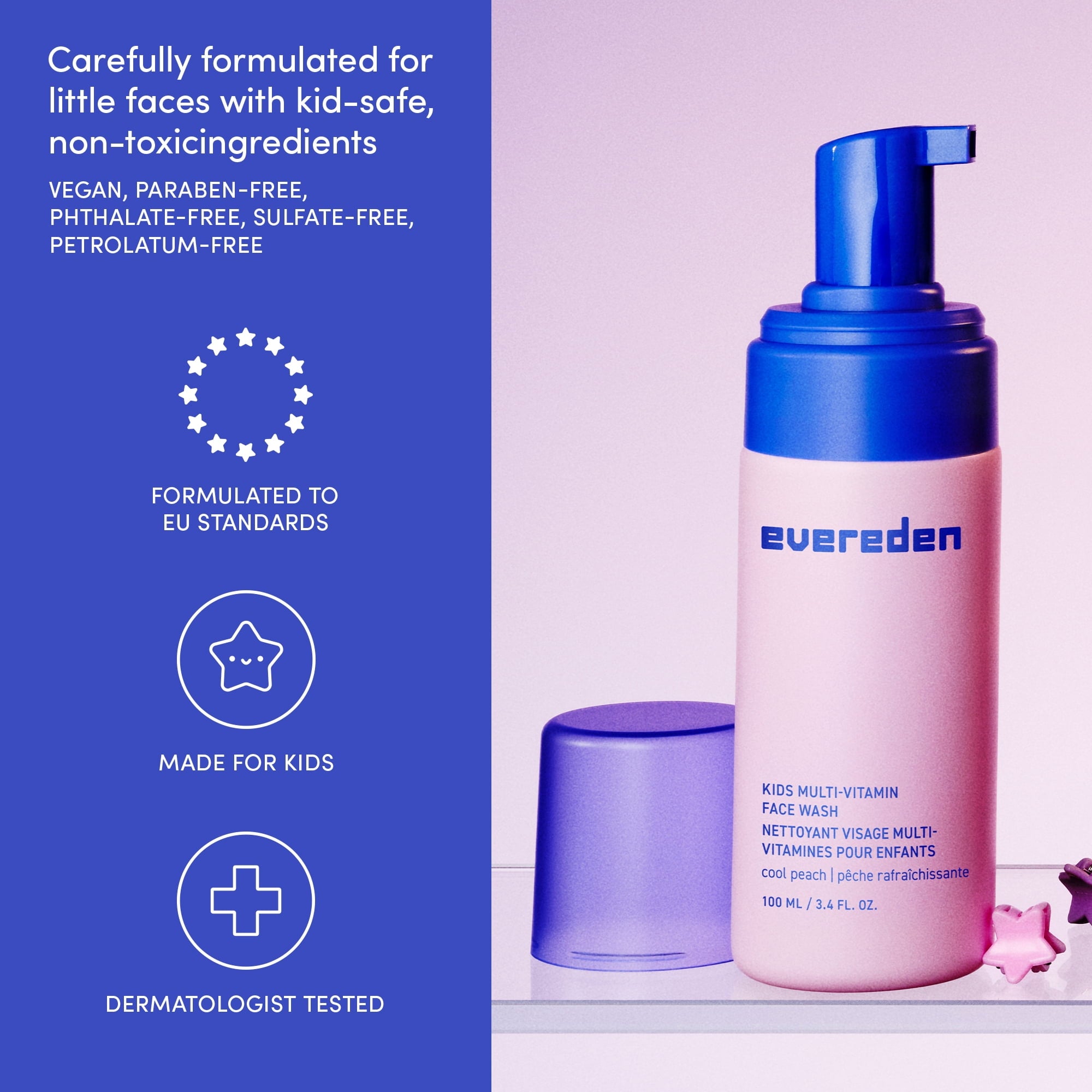 Evereden Kids Face Wash: Cool Peach, 3.4 fl oz. | Gentle Kids Skin Care