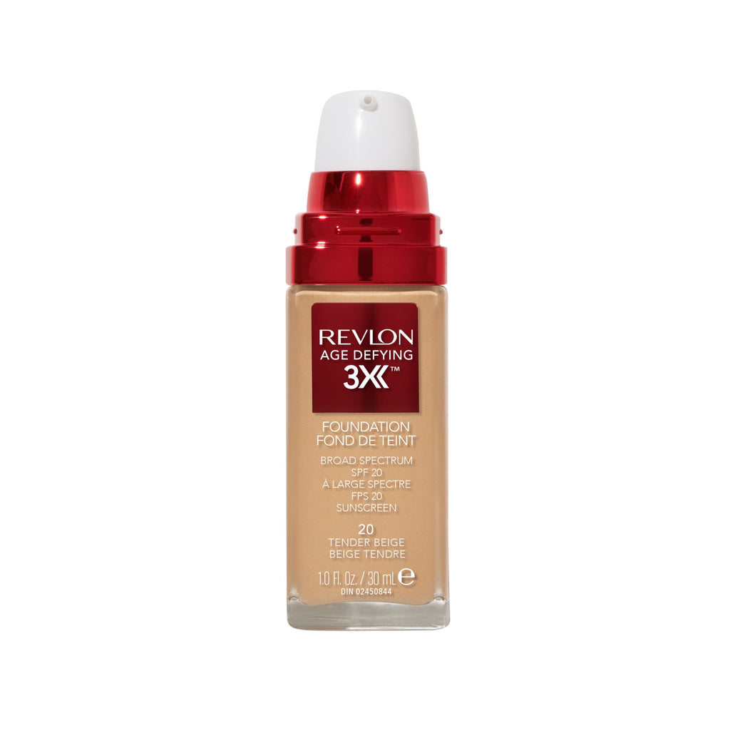 Revlon Age Defying 3X Cream Foundation Makeup, SPF 20, Tender Beige, 1 fl oz
