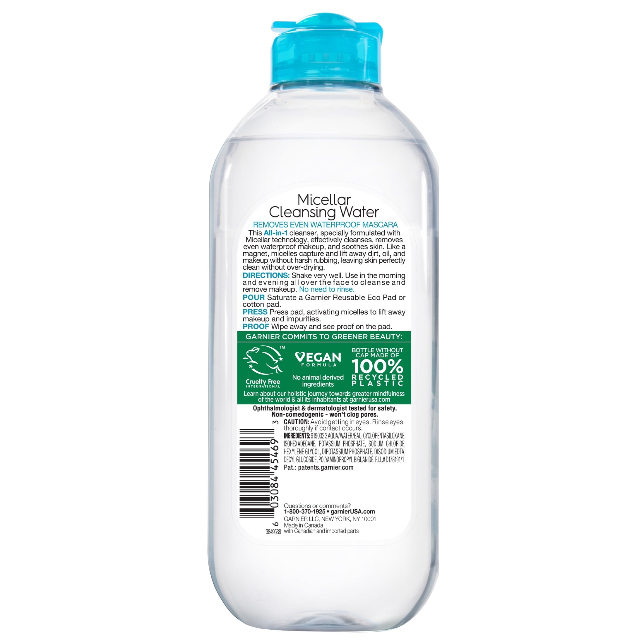 Garnier SkinActive Micellar Cleansing Water All in 1 Waterproof Makeup Remover, Face Cleanser, 13.5 fl oz