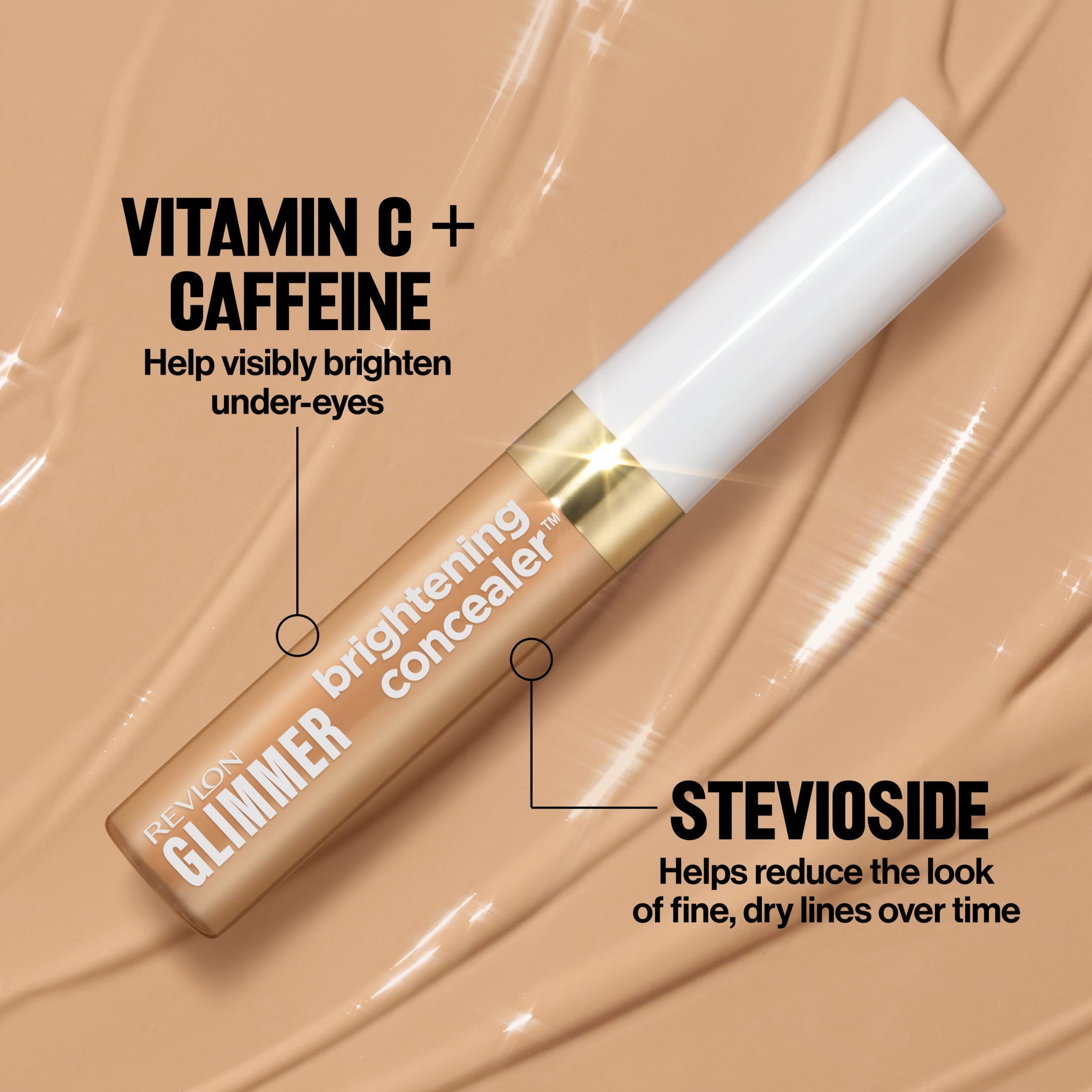 Revlon Glimmer Brightening Liquid Concealer, Buildable Coverage, 135, 0.3 fl oz