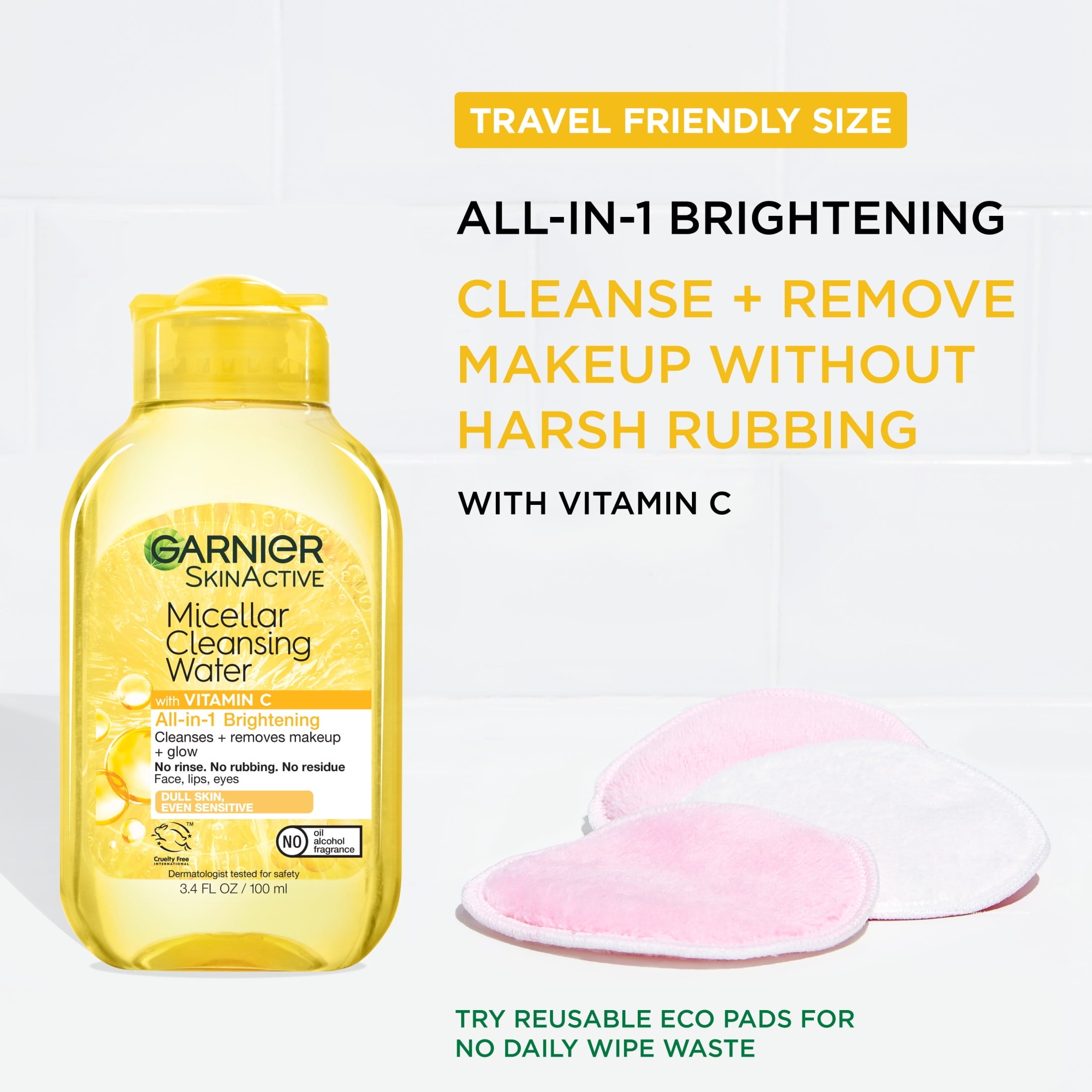 Garnier SkinActive Micellar Cleansing Water All in 1 Vitamin C Makeup Remover, Face Cleanser, 3.4 fl oz