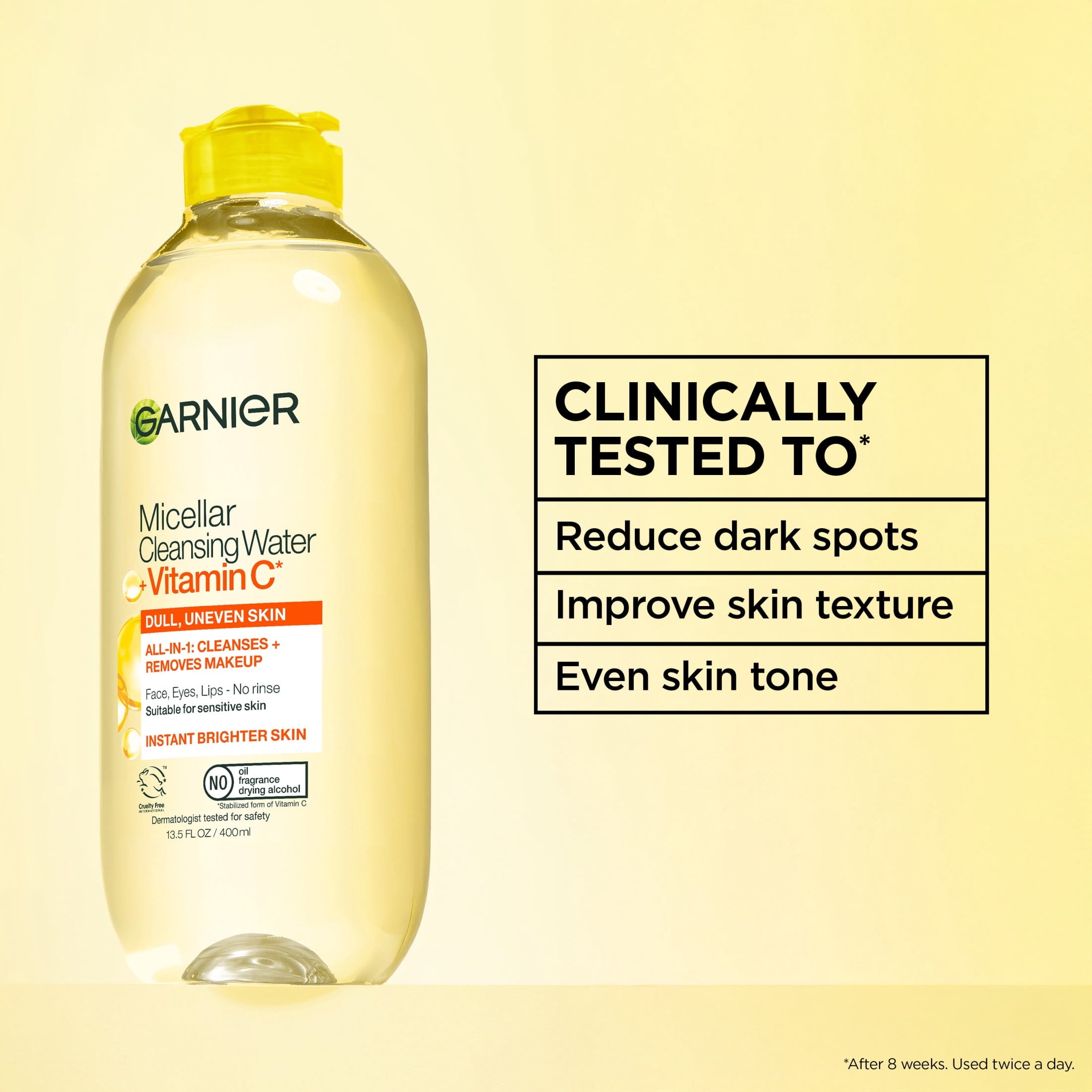 Garnier SkinActive Micellar Cleansing Water All in 1 Vitamin C Makeup Remover, Face Cleanser, 13.5 fl oz