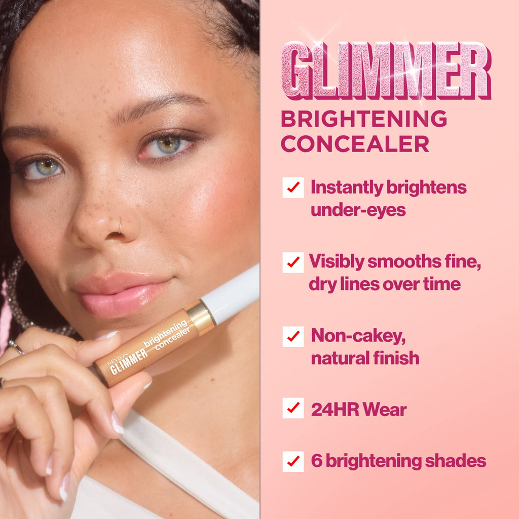 Revlon Glimmer Brightening Liquid Concealer, Buildable Coverage, 135, 0.3 fl oz
