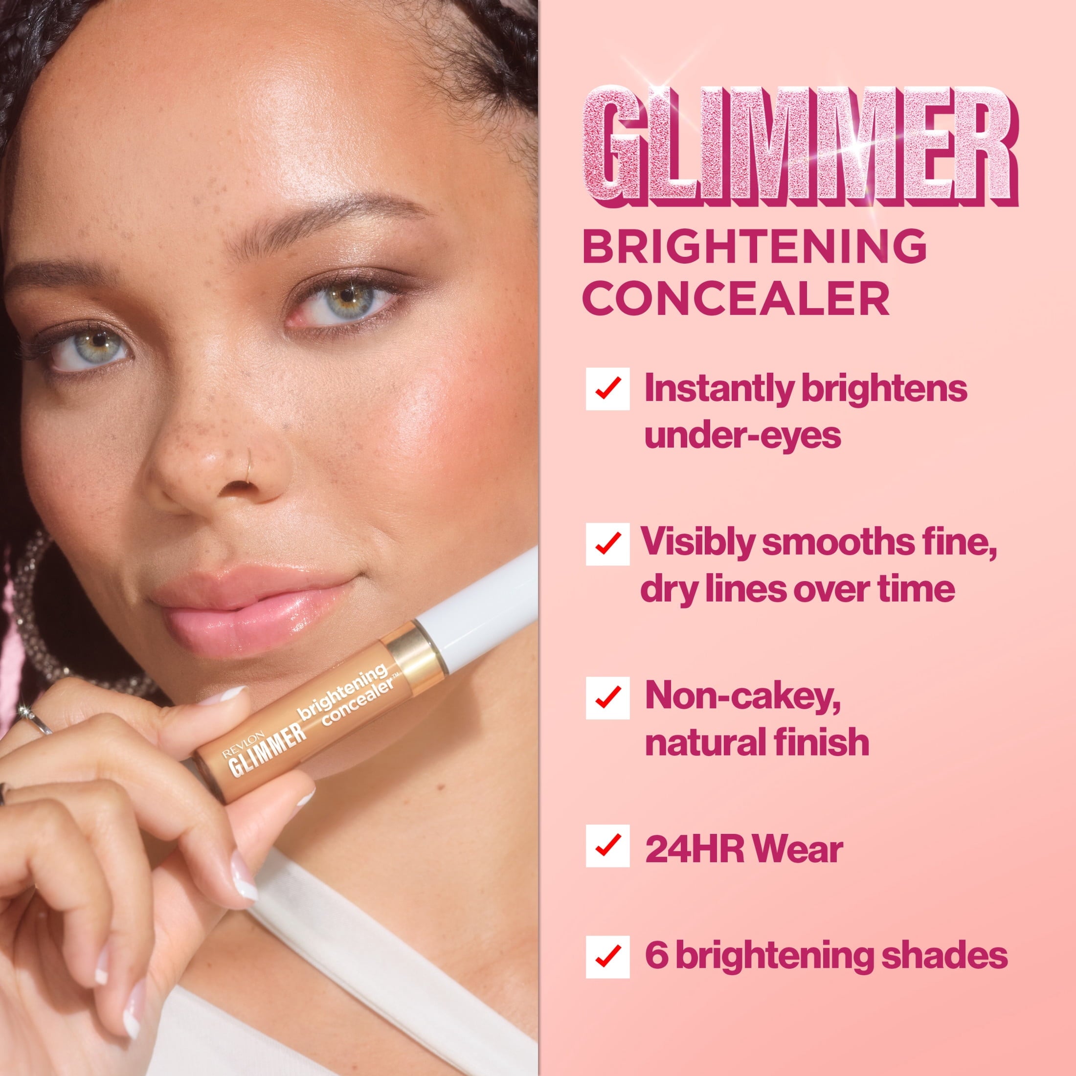 Revlon Glimmer Brightening Liquid Concealer, Buildable Coverage, 135, 0.3 fl oz