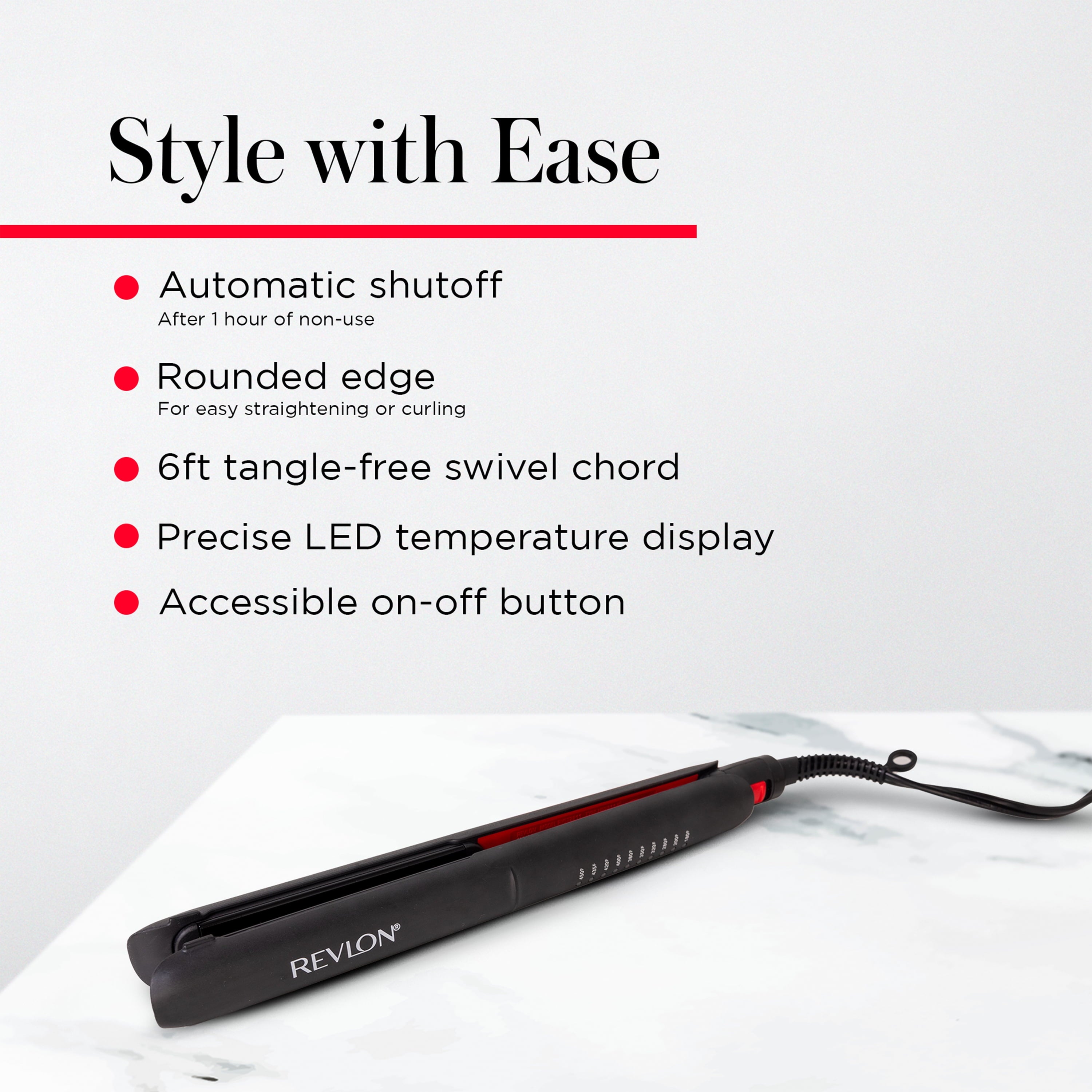 Revlon Smoothstay 1" Coconut Oil-Infused Ceramic Flat Iron, Black