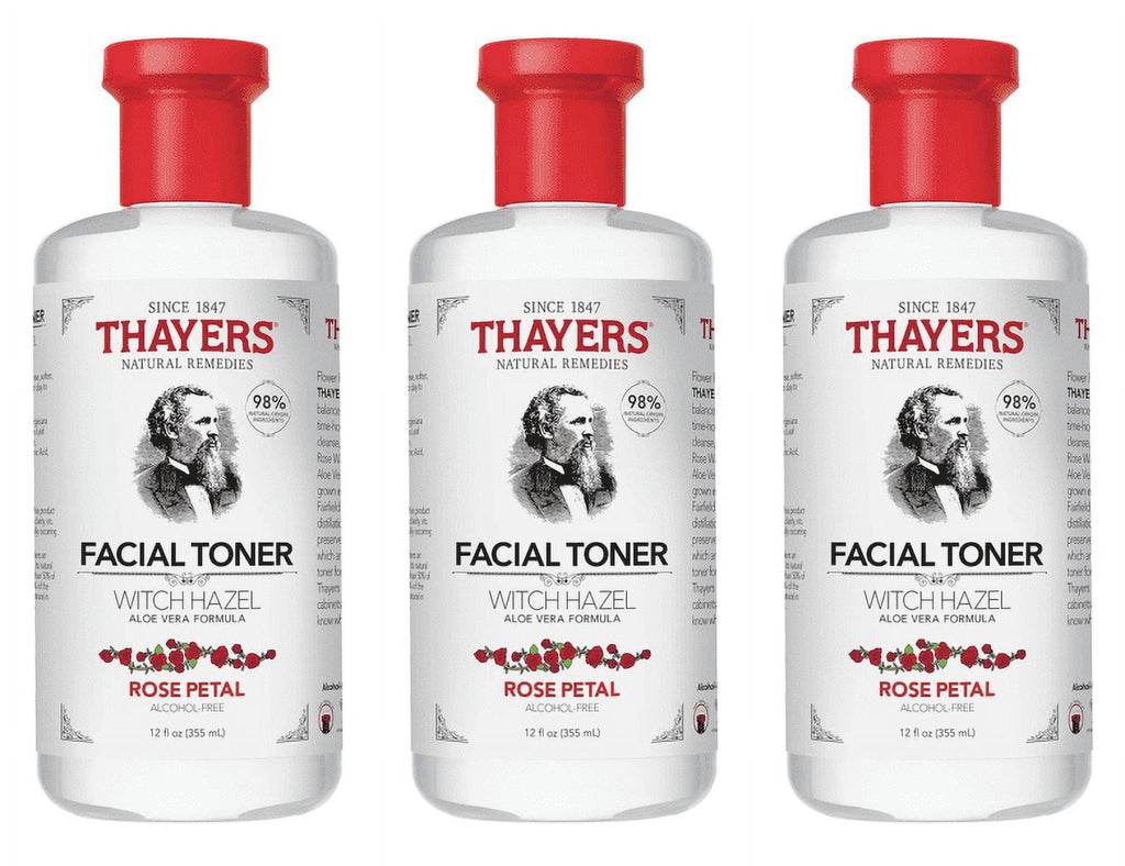 (3 pack) Thayers Witch Hazel Aloe Vera Toner, Rose Petal, 12 fl oz