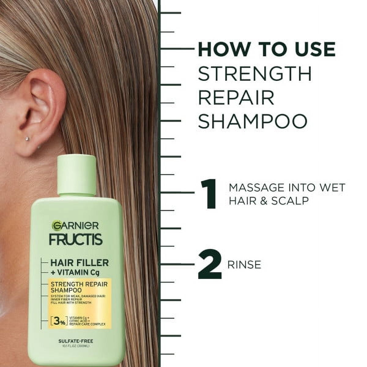 Garnier Fructis Hair Filler Vitamin Strength Repair Shampoo & Conditioner Set, 10.1 fl oz