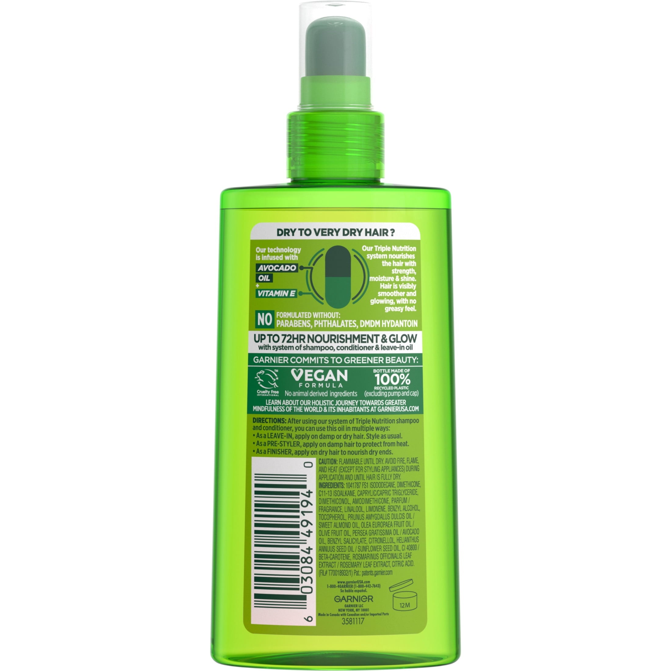 Garnier Fructis Triple Nutrition Vitamin E and Avocado Olive Almond Hair Oil, 5 fl oz