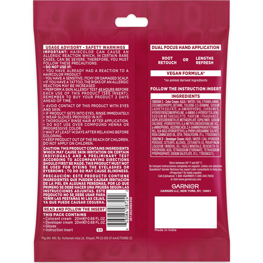 Garnier Color Sensation Retouch Permanent Hair Color for Adults, Darkest Brown, 1 Kit