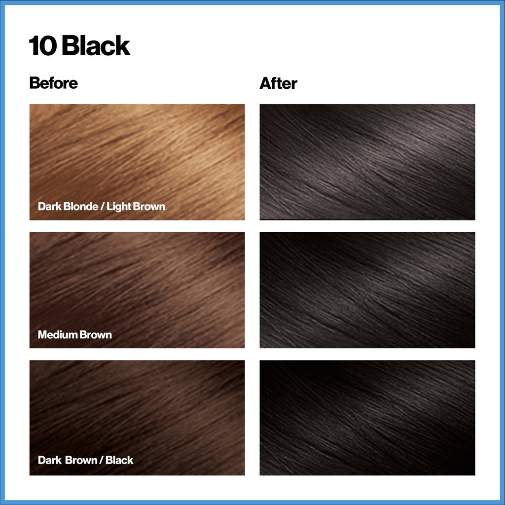 Revlon Total Color Permanent Hair Color, Clean and Vegan, 100% Gray Coverage Hair Dye, 10 Black, 5.94 fl oz