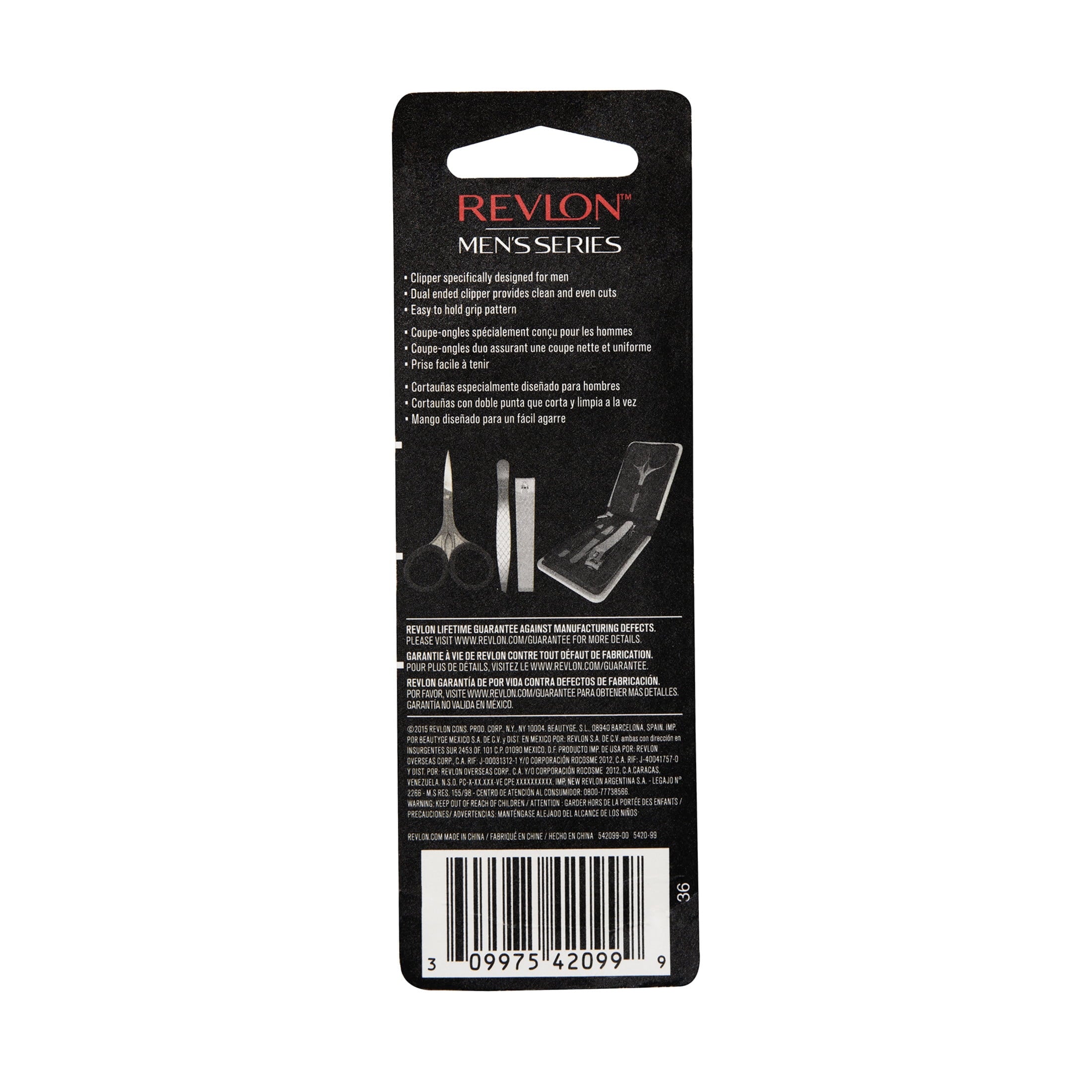 Revlon Men's Series™ Dual-Ended Nail Clipper for Trimming and Grooming, 1 Count