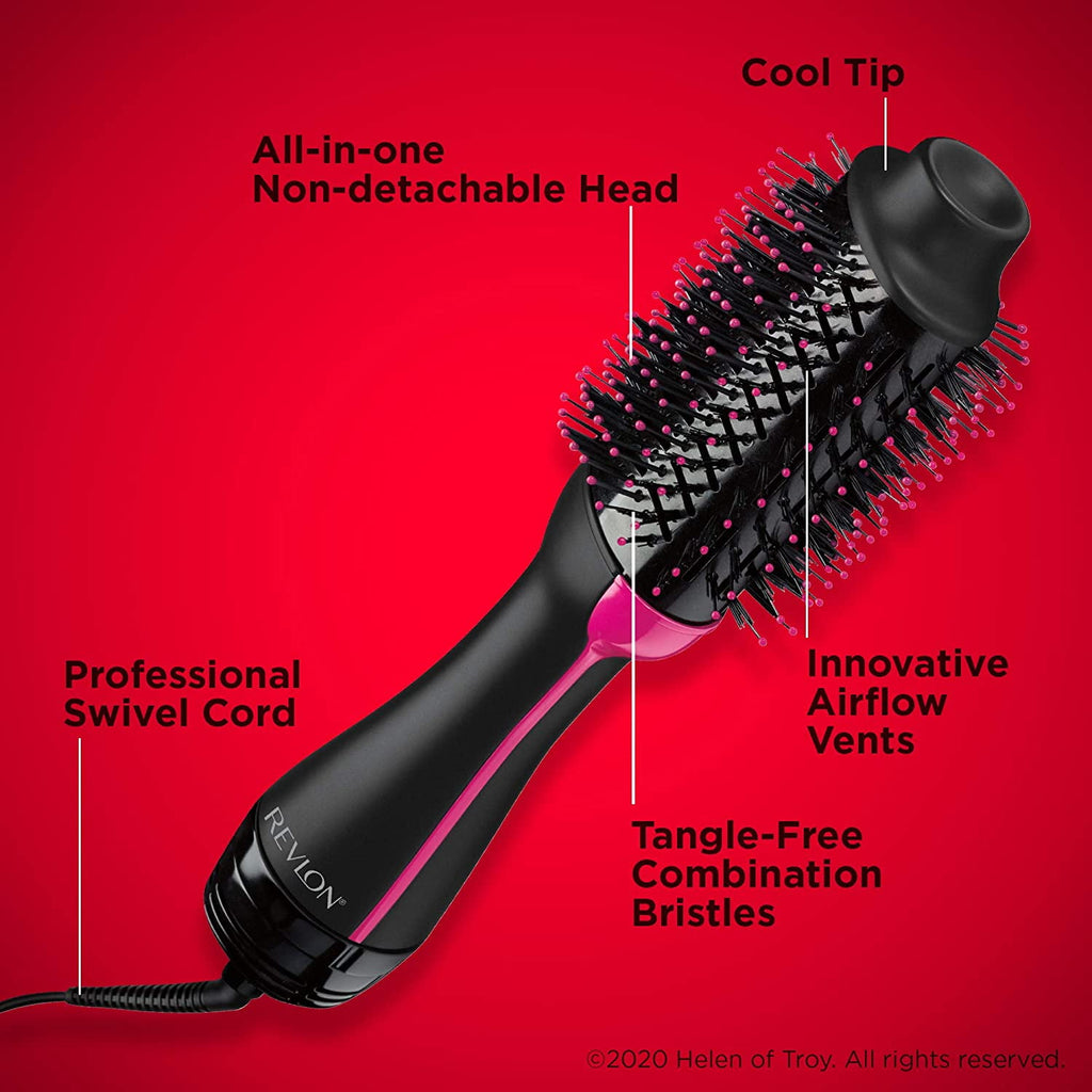 Revlon One-Step Hair Dryer and Volumizer 4.25" Nylon Hot Air Brush, Ionic, Black