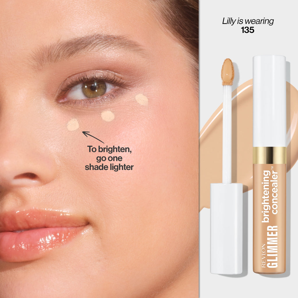 Revlon Glimmer Brightening Liquid Concealer, Buildable Coverage, 135, 0.3 fl oz