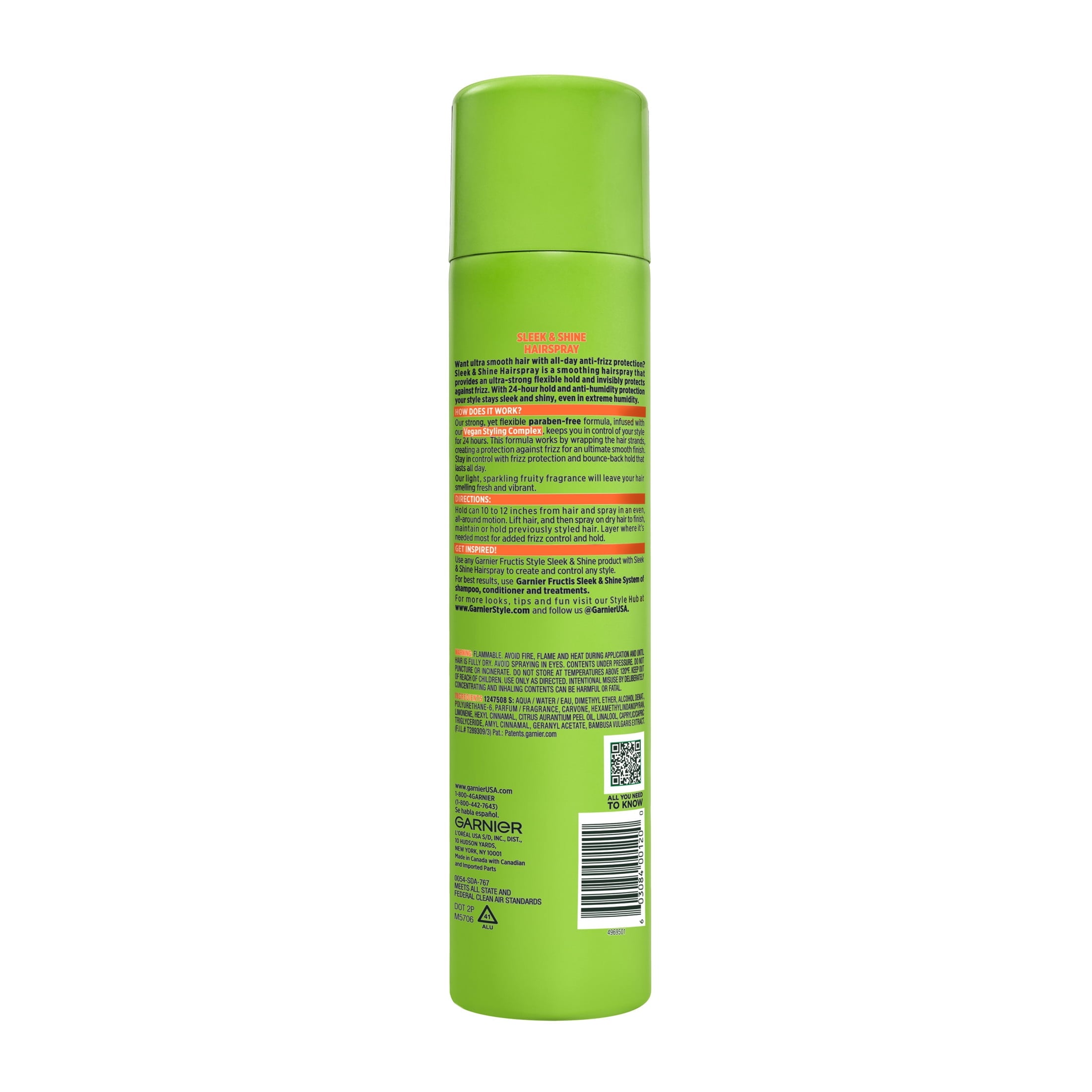 Garnier Fructis Style Sleek & Shine Anti-Humidity Hairspray, Ultra Strong Hold, 8.25 oz