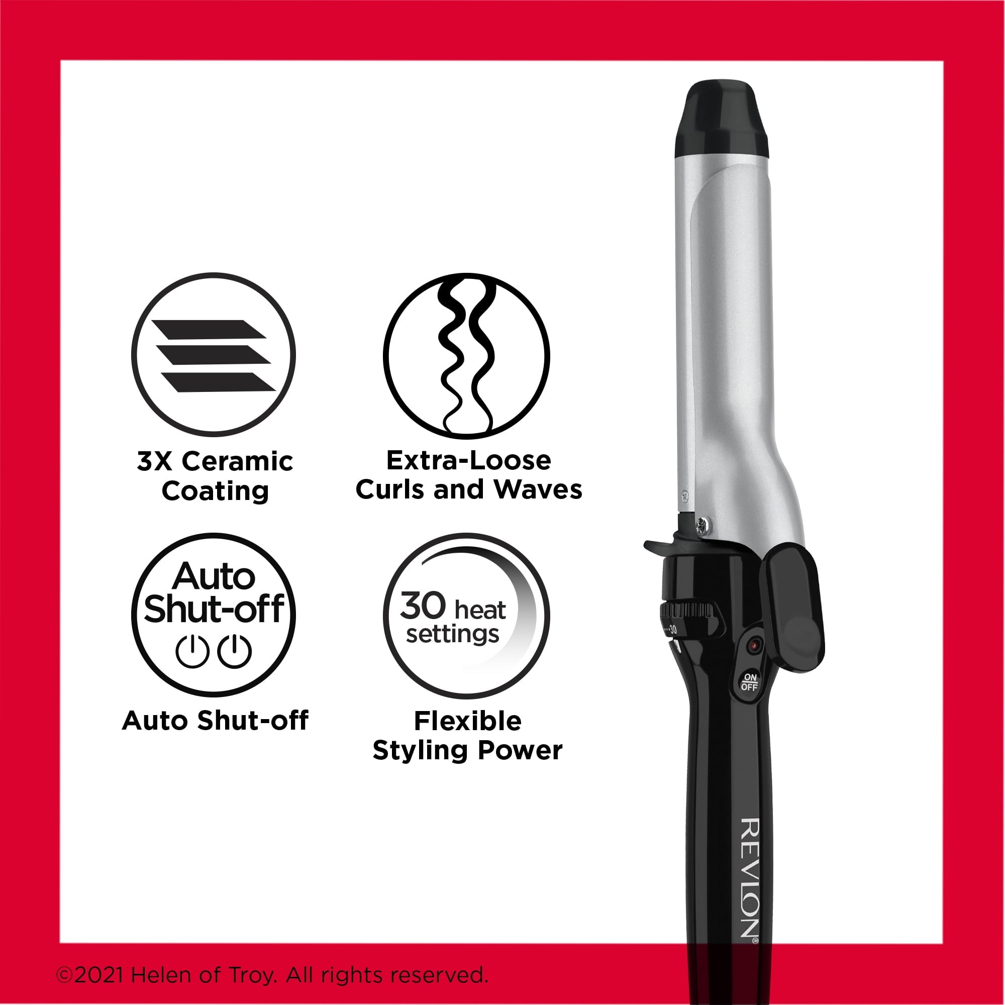 Revlon Perfect Heat 1-1/4" Triple Ceramic Curling Iron, Black