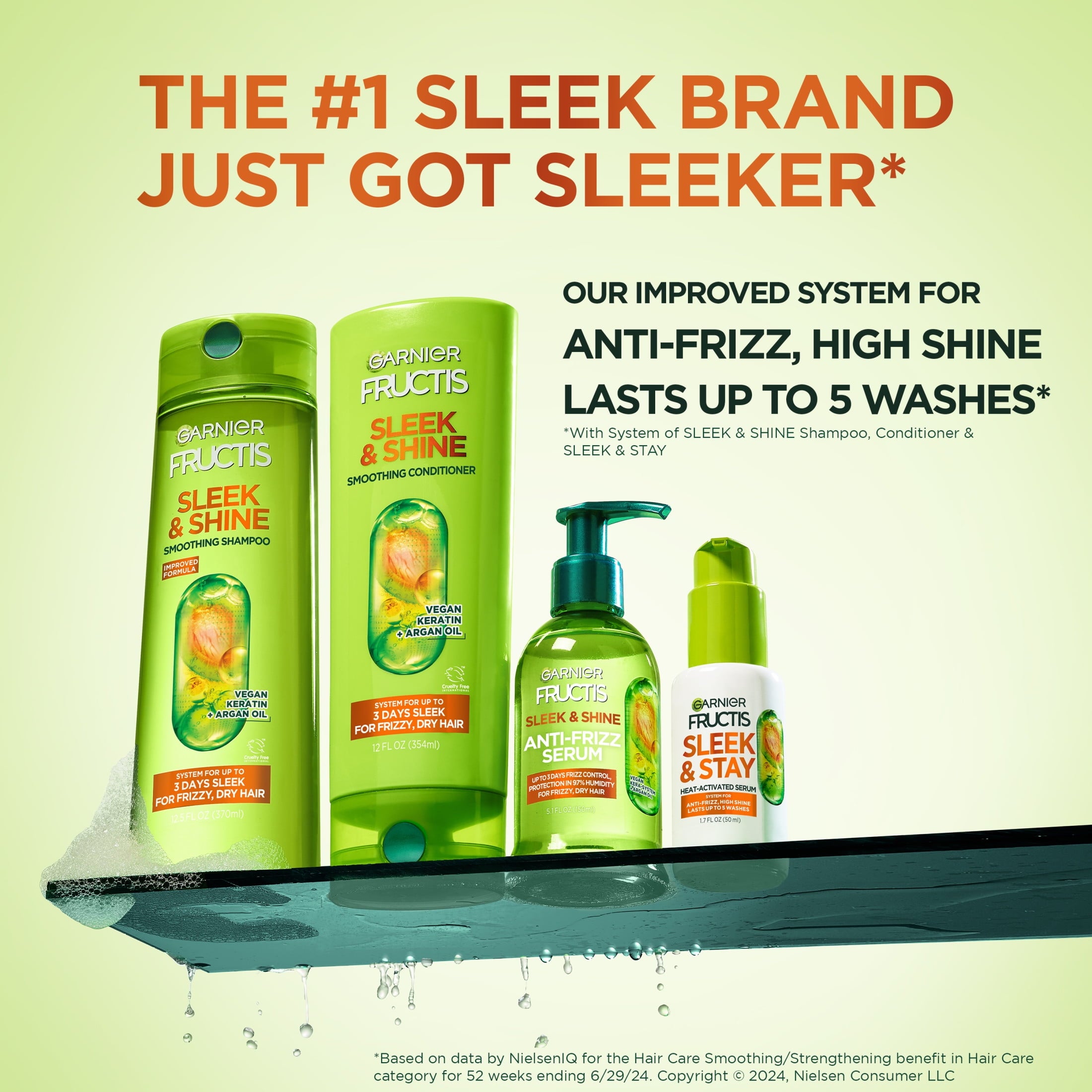 Garnier Fructis Sleek and Shine Fortifying Shampoo for Frizzy, Dry Hair, 12.5 fl oz