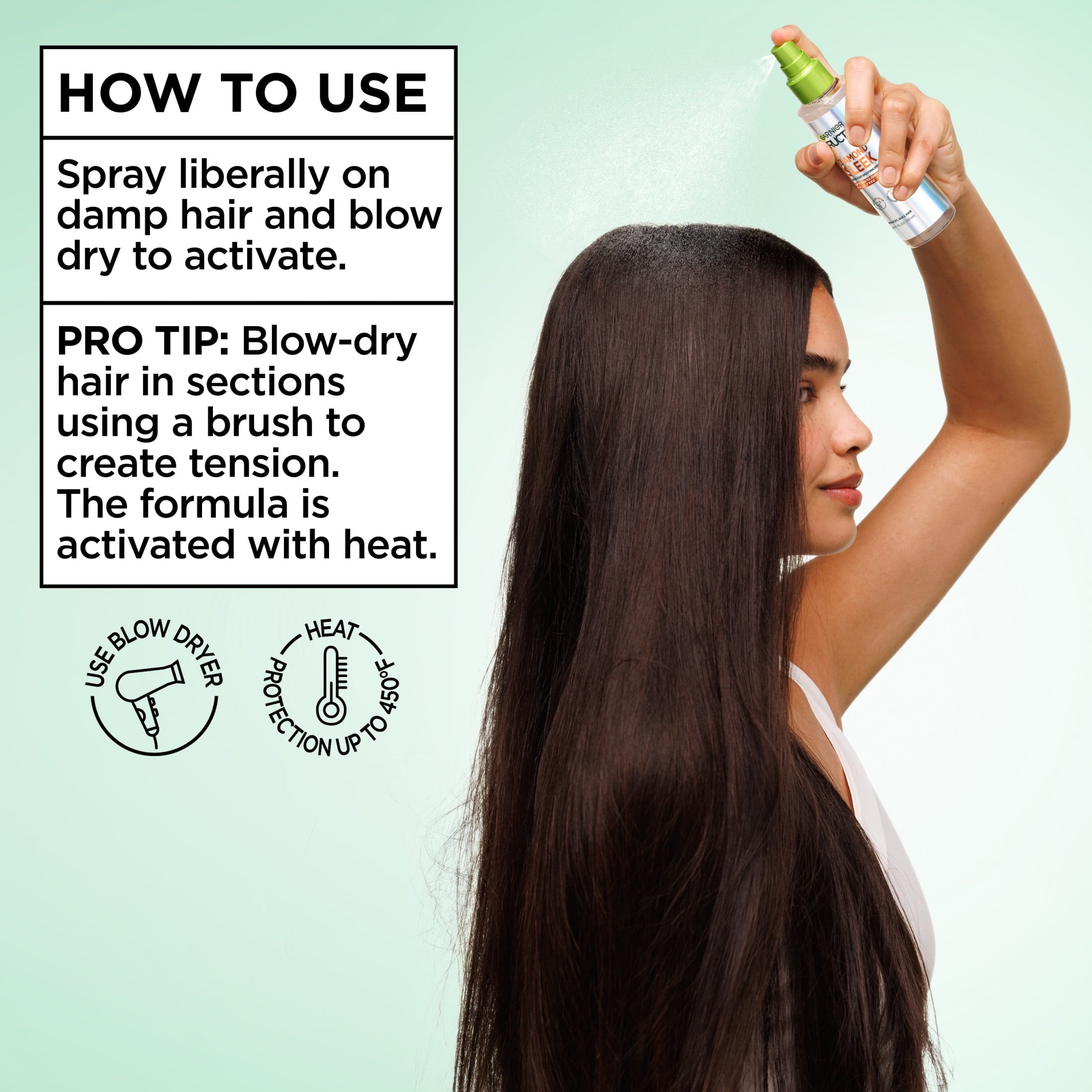 Garnier Fructis Diamond Sleek Shine Spray for Frizzy and Dry Hair, 4.6 fl oz