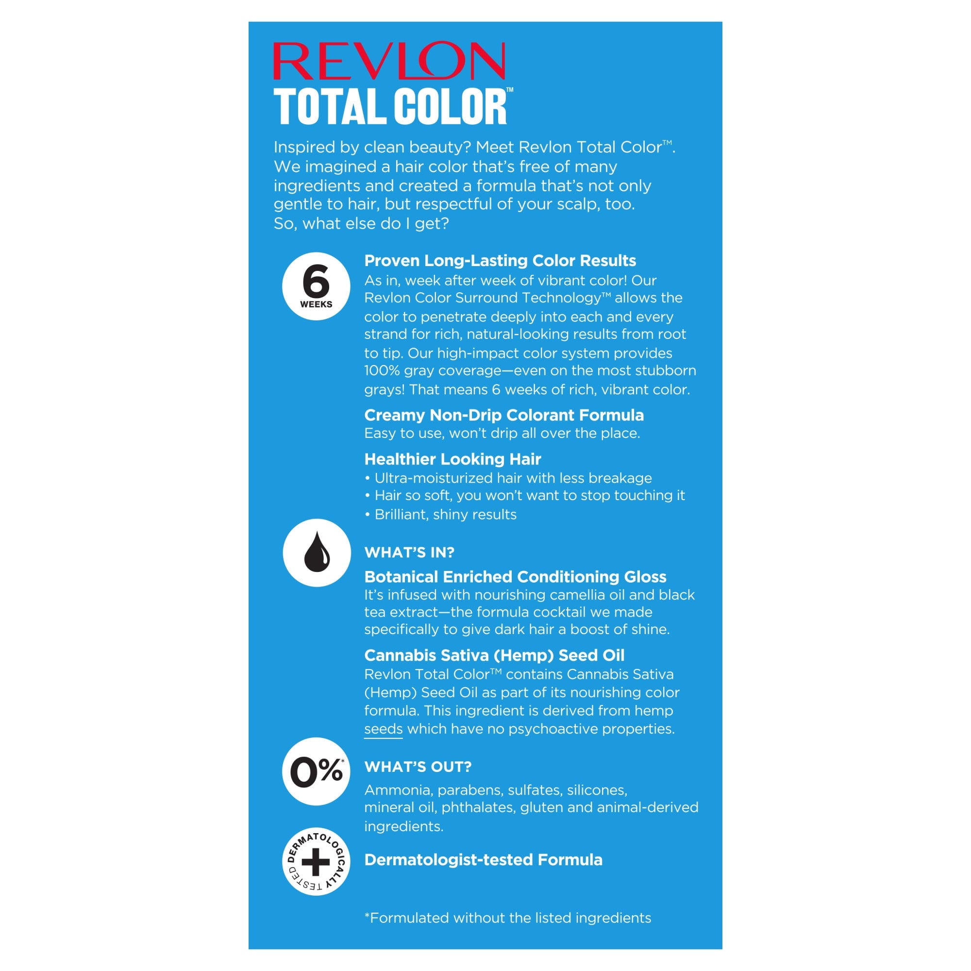 Revlon Total Color Permanent Hair Color, Clean and Vegan, 100% Gray Coverage Hair Dye, 10 Black, 5.94 fl oz