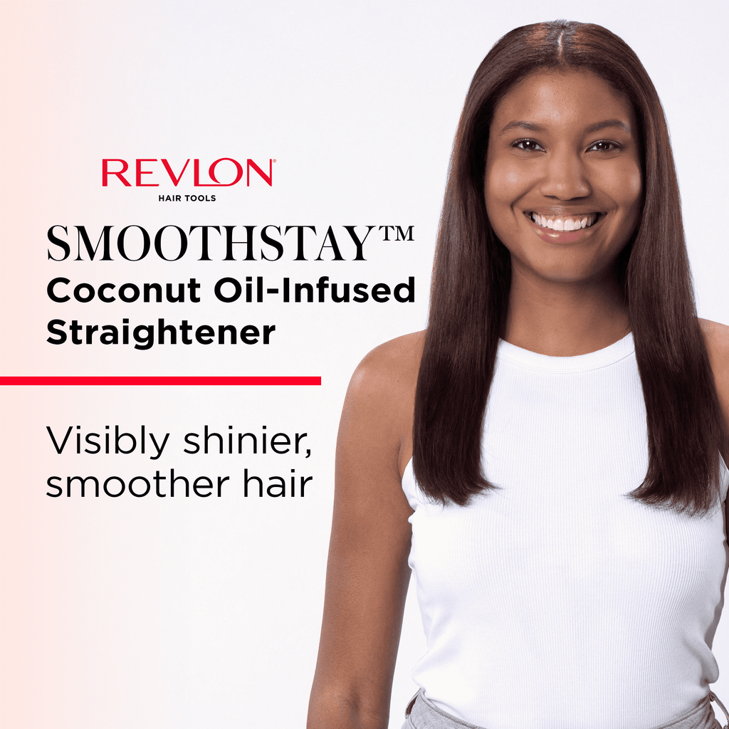 Revlon Smoothstay 1" Coconut Oil-Infused Ceramic Flat Iron, Black
