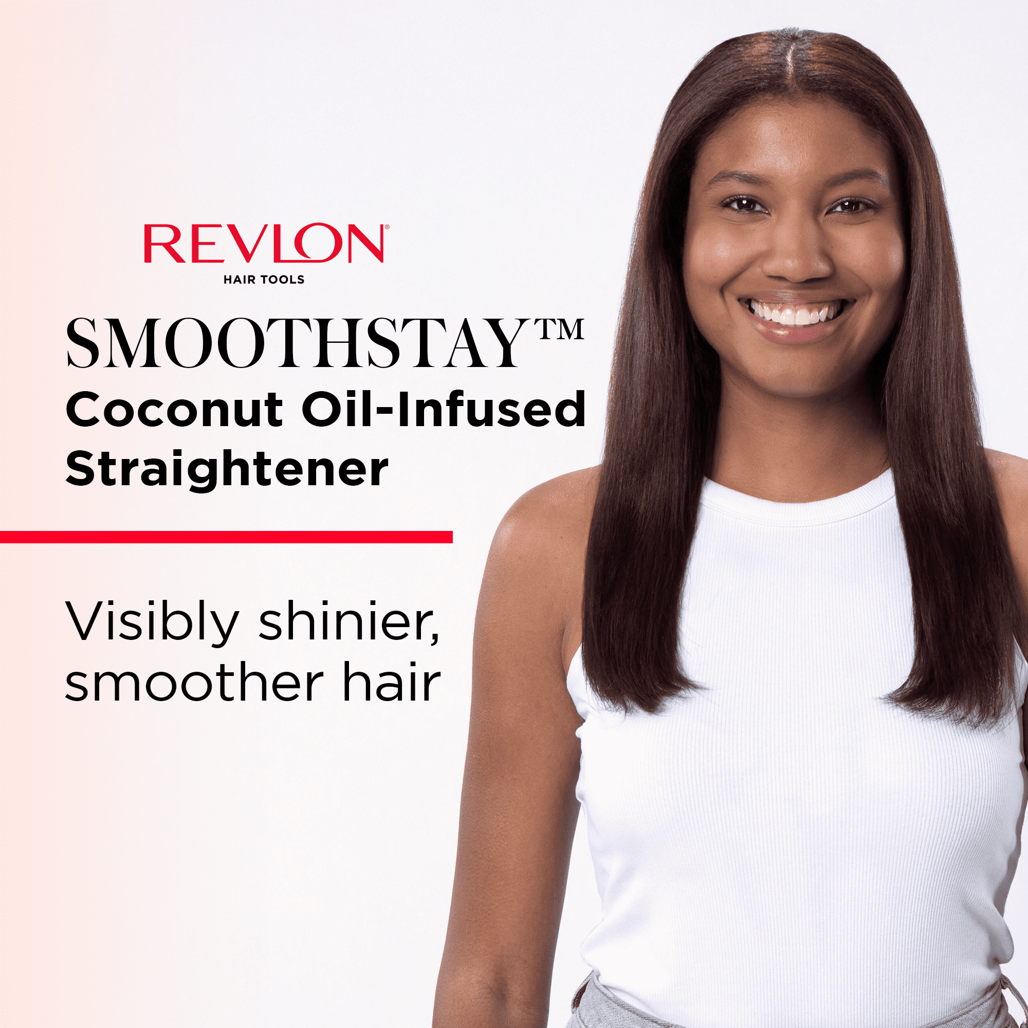 Revlon Smoothstay 1" Coconut Oil-Infused Ceramic Flat Iron, Black