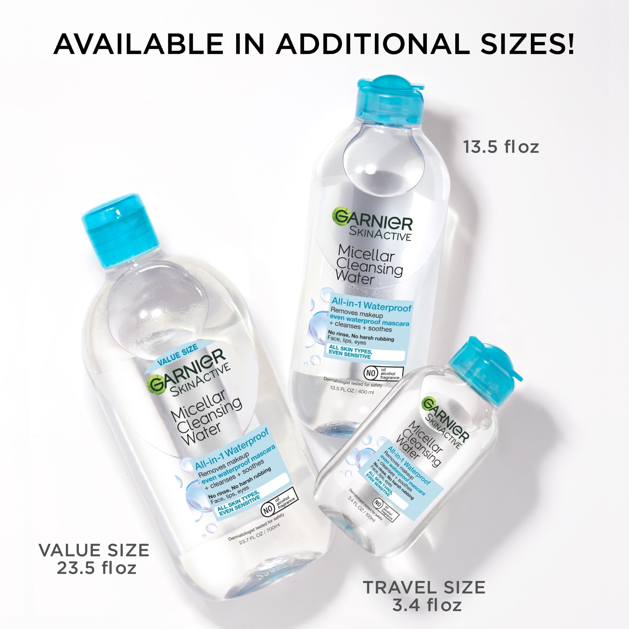 Garnier SkinActive Micellar Cleansing Water All in 1 Waterproof Makeup Remover, Face Cleanser, 13.5 fl oz