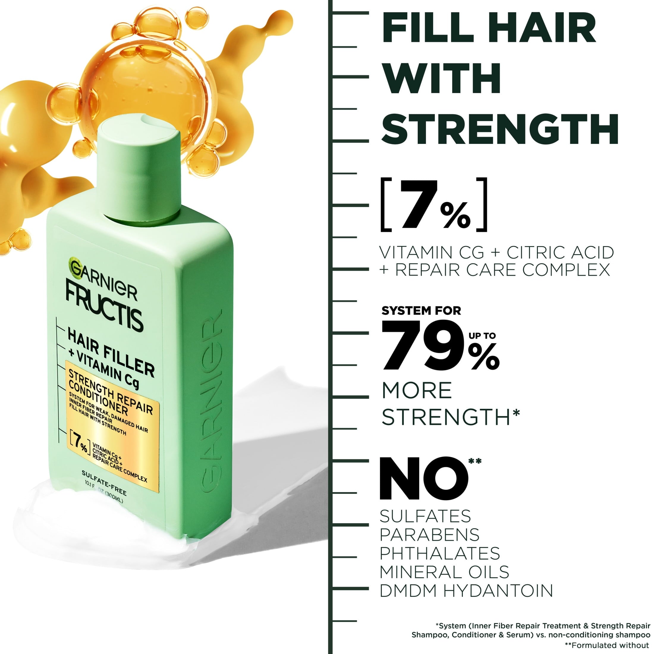 Garnier Fructis Hair Filler Strength Squeeze Repair Conditioner with Vitamin Cg, 10.1 fl oz