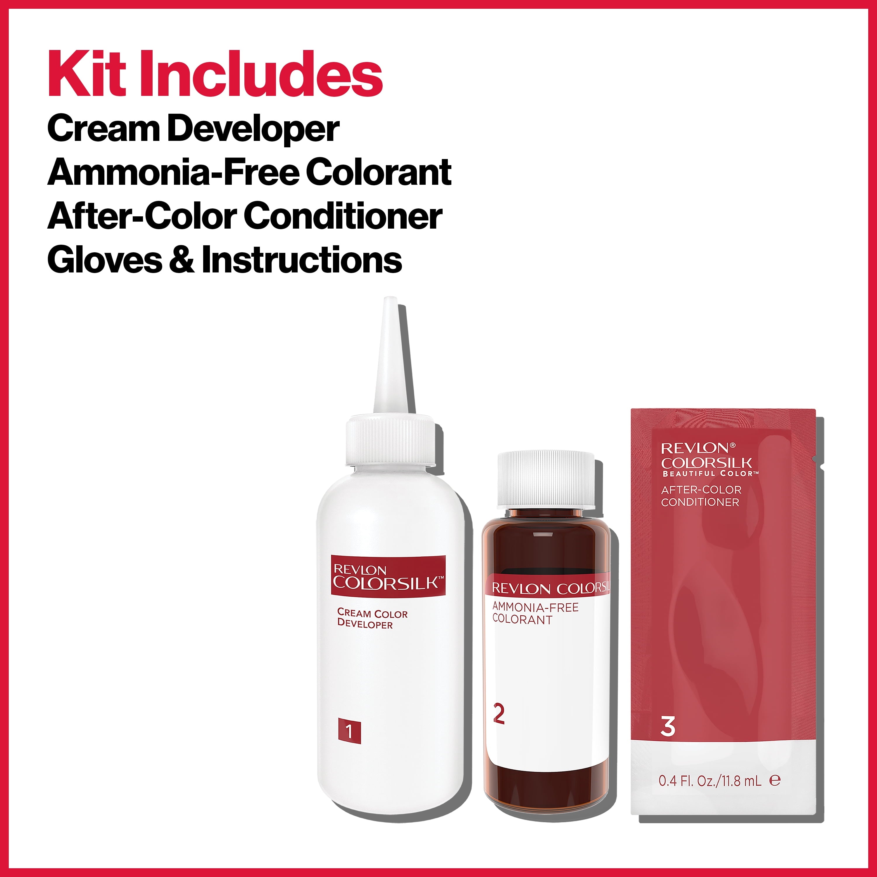 Revlon Colorsilk Beautiful Color Permanent Hair Dye, Dark Brown, At-Home Full Coverage Application Kit, 43 Medium Golden Brown, 3 Pack