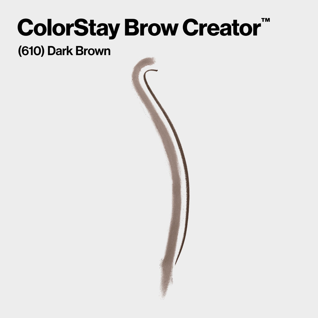 Revlon ColorStay Waterproof Brow Creator, 2-in-1 Eyebrow Pencil & Powder, 610 Dark Brown, 0.003 oz