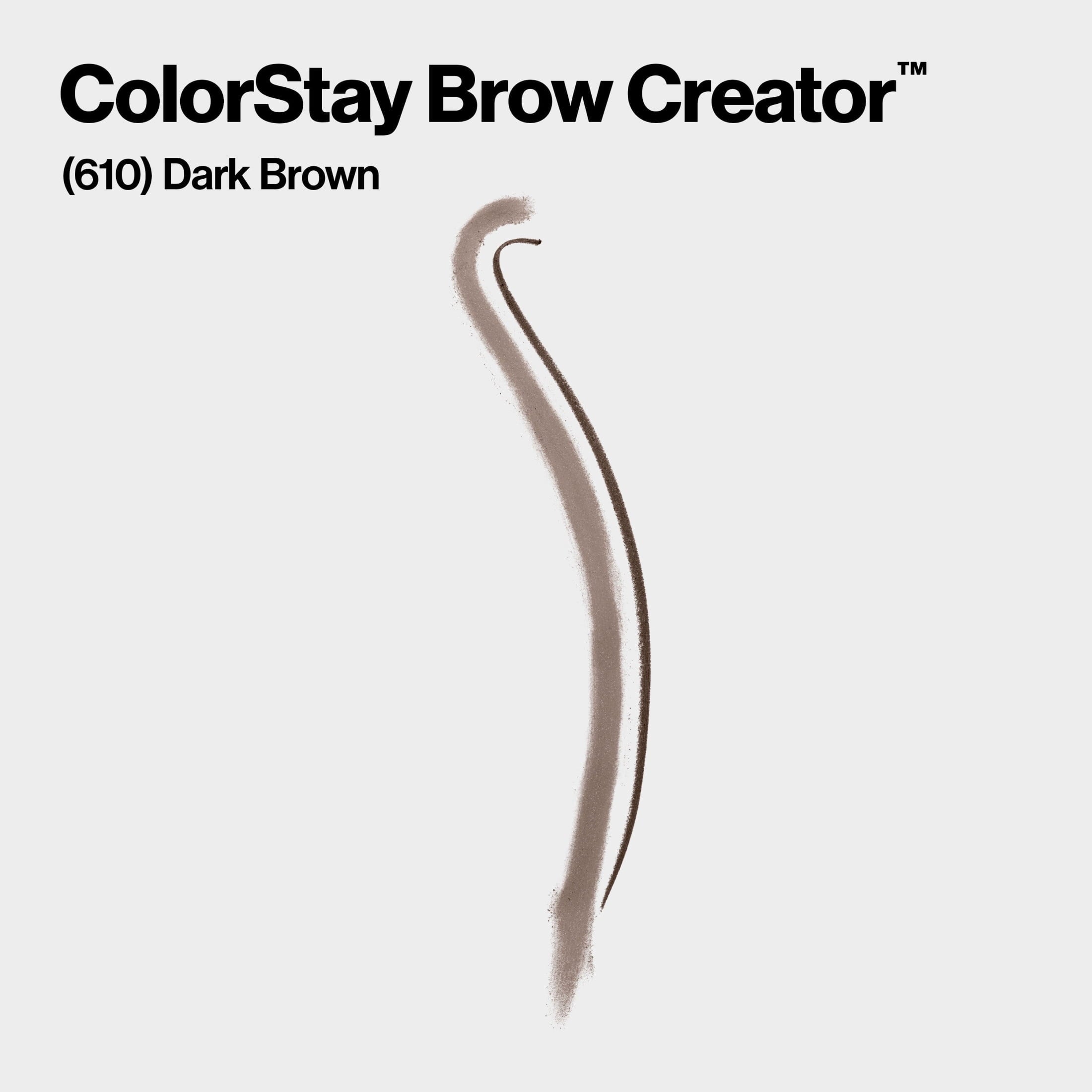Revlon ColorStay Waterproof Brow Creator, 2-in-1 Eyebrow Pencil & Powder, 610 Dark Brown, 0.003 oz