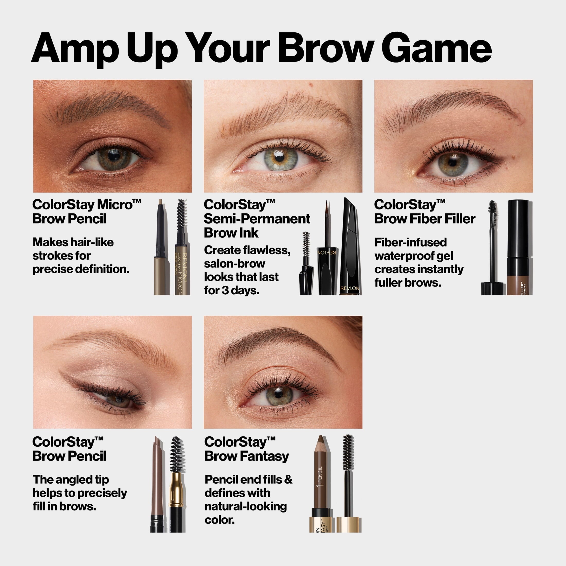 Revlon ColorStay Micro Waterproof and Long Wearing Eyebrow Pencil, 454 Medium Brown, 0.003 oz