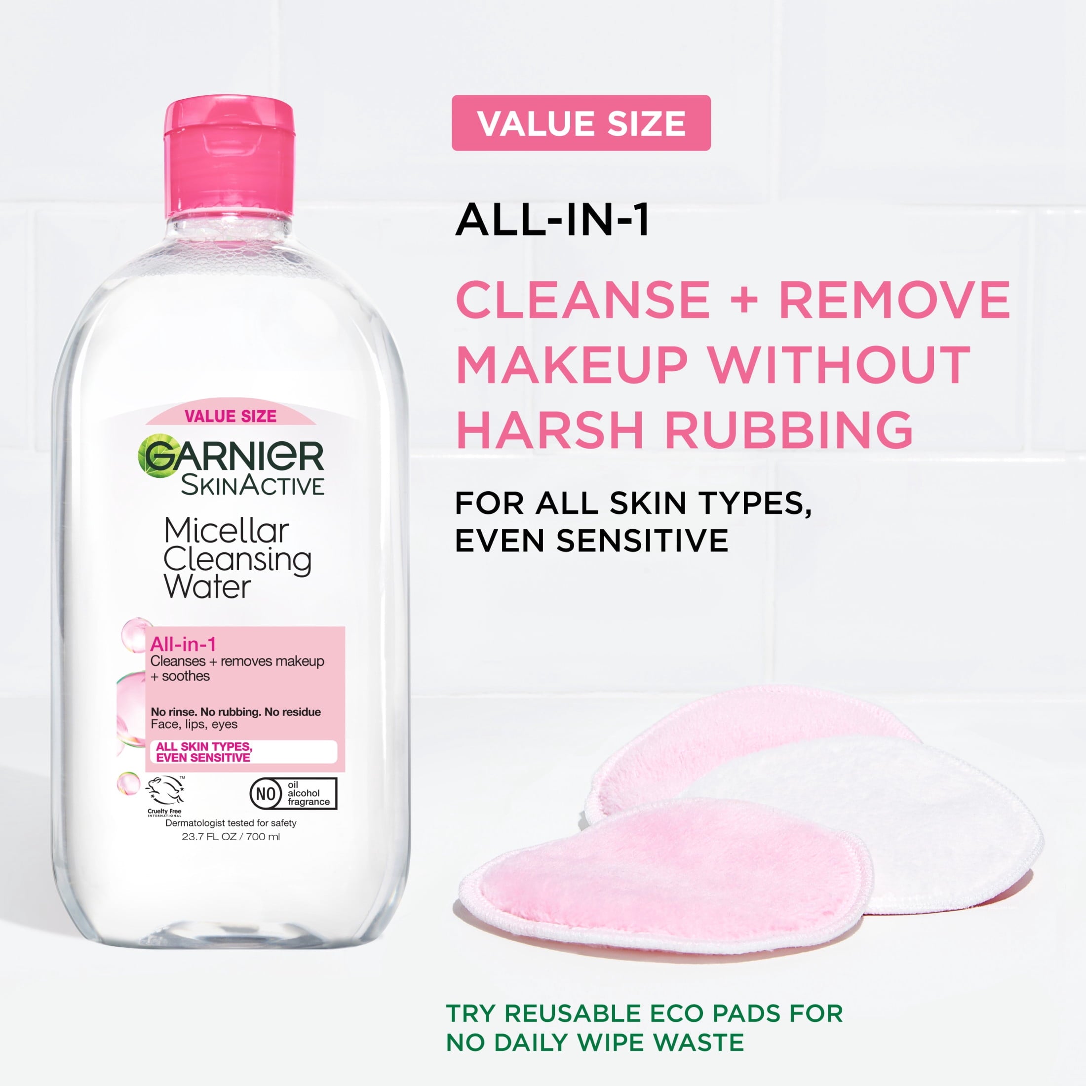 Garnier SkinActive Micellar Cleansing Water All in 1 Makeup Remover, Face Cleanser, 23.7 fl oz