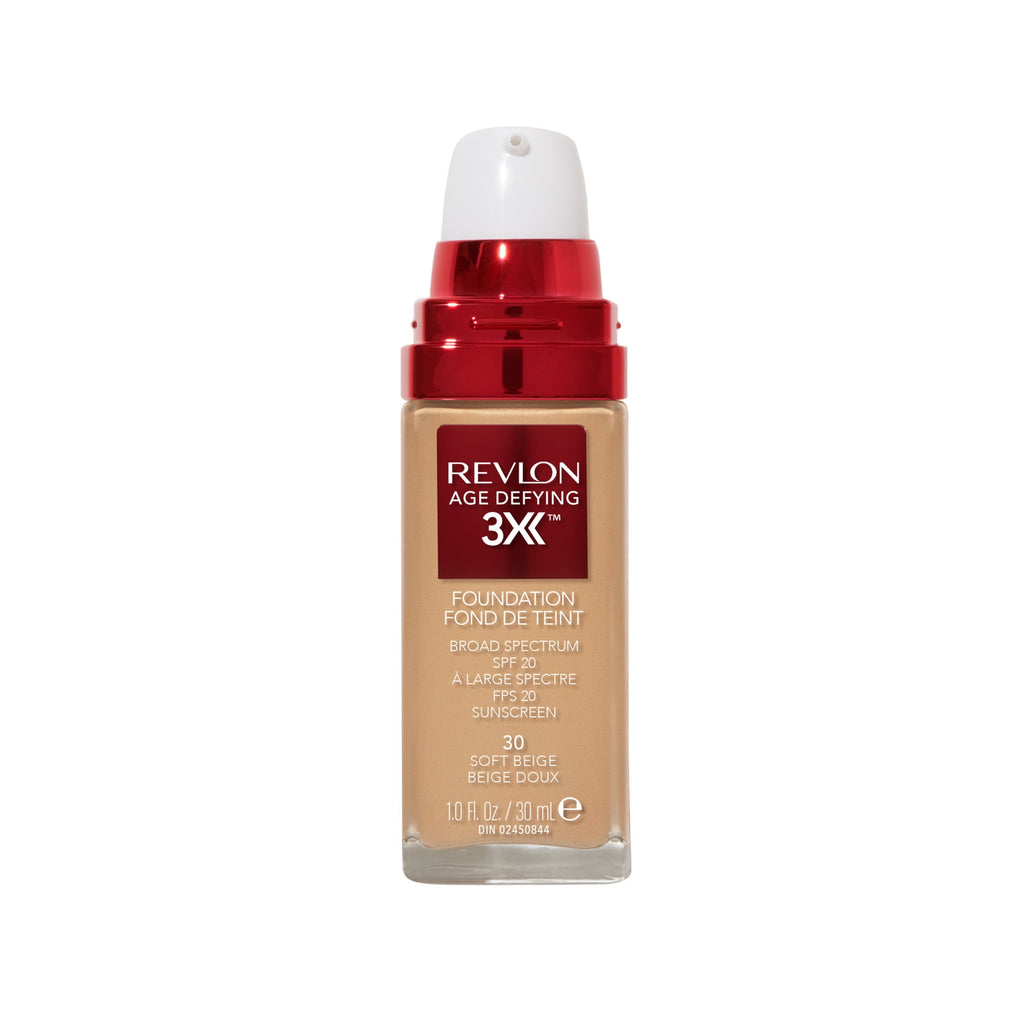 Revlon Age Defying 3X Cream Foundation Makeup, SPF 20, Soft Beige, 1 fl oz
