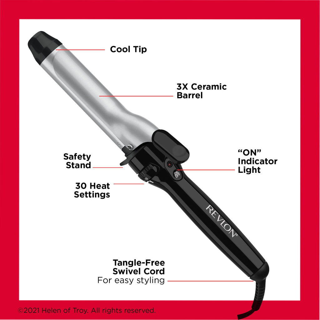 Revlon Perfect Heat 1-1/4" Triple Ceramic Curling Iron, Black