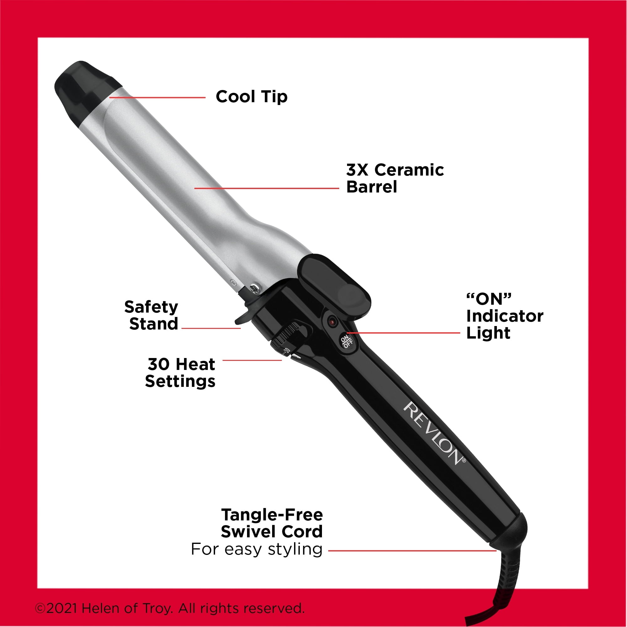 Revlon Perfect Heat 1-1/4" Triple Ceramic Curling Iron, Black
